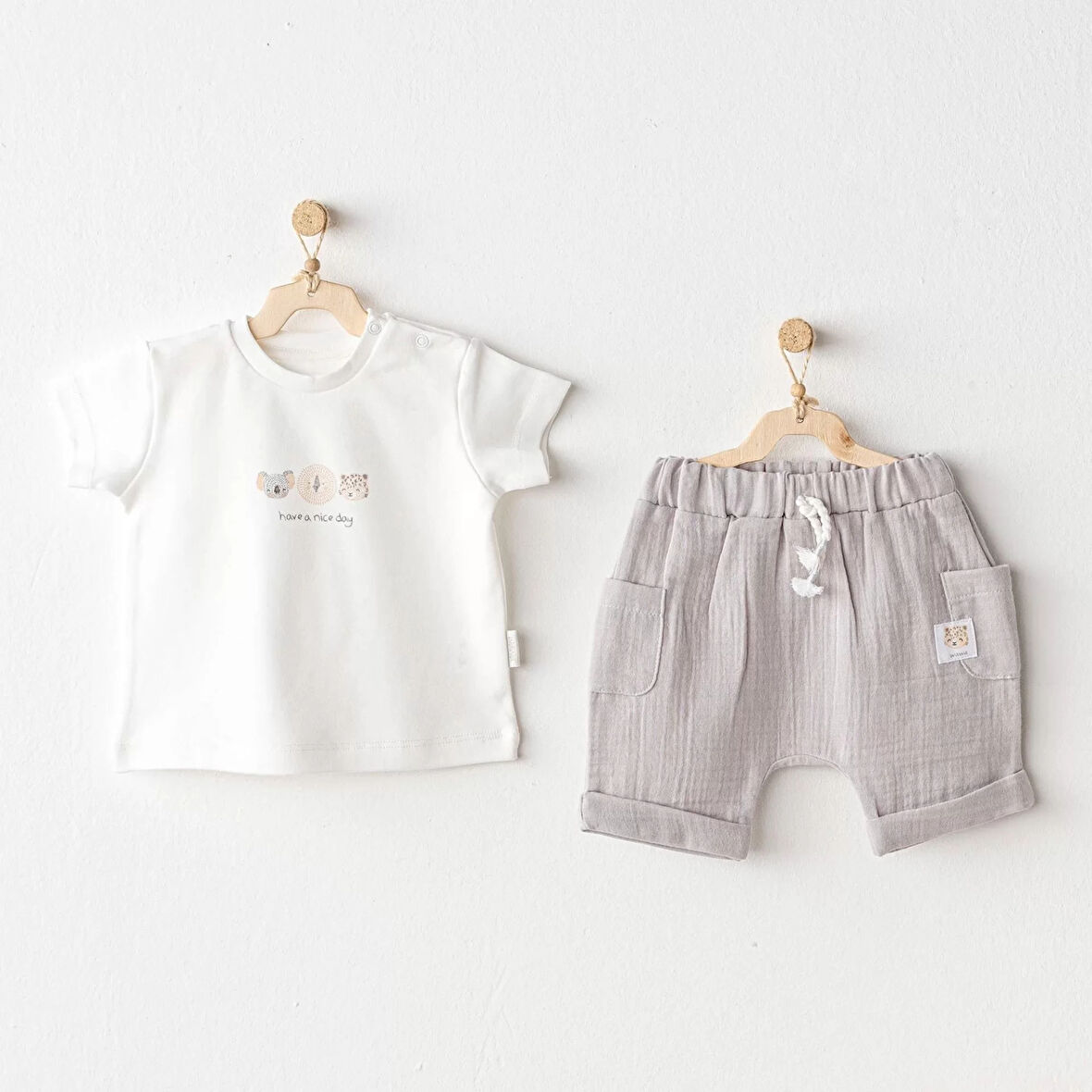 Andywawa Ac25847 Happy Animals 2'li Bebek Takım Grey