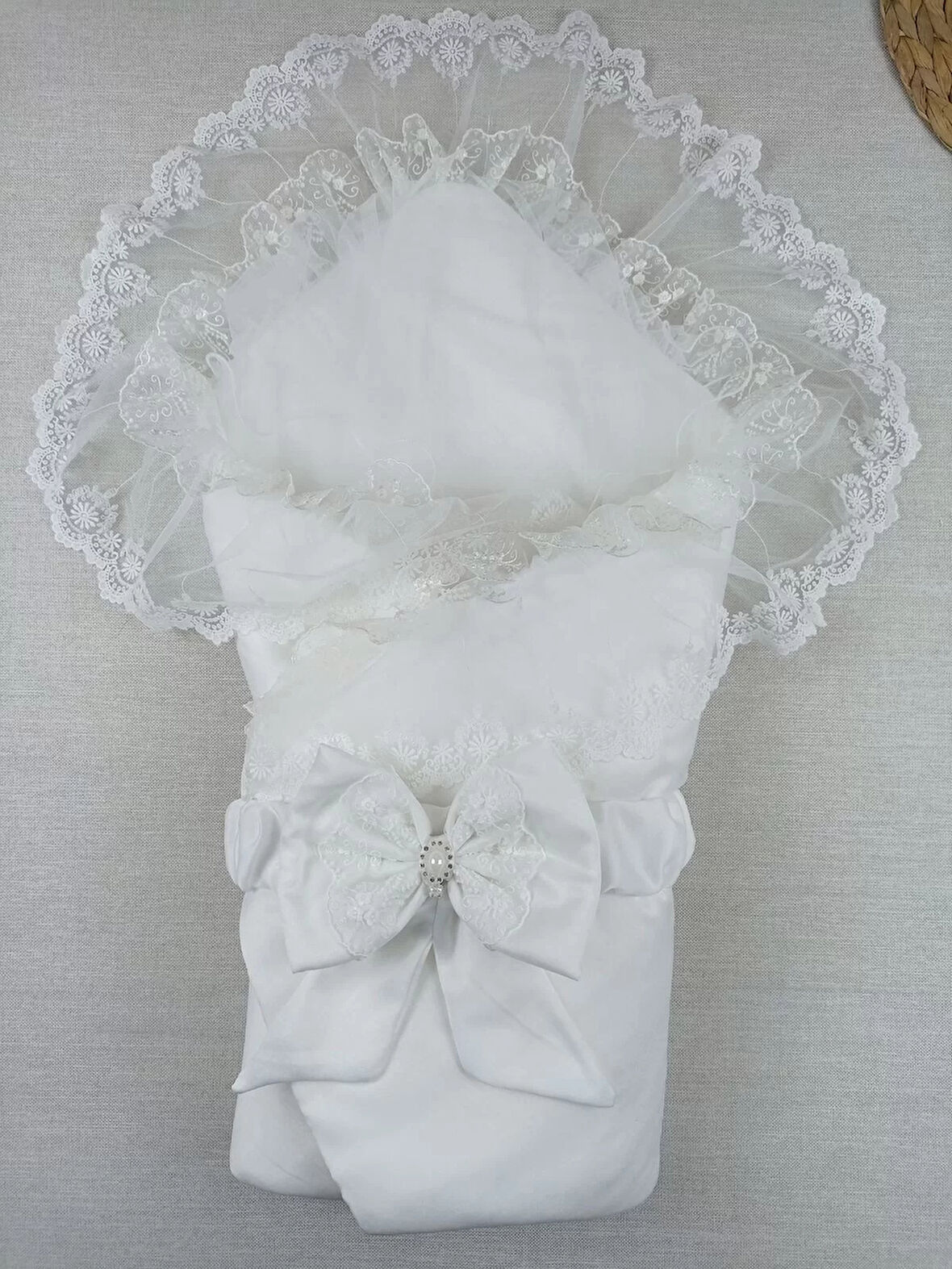 Yenidoğan İpek Pamuklu İnci Lüks Kundak Bebek Battaniyesi Ekru