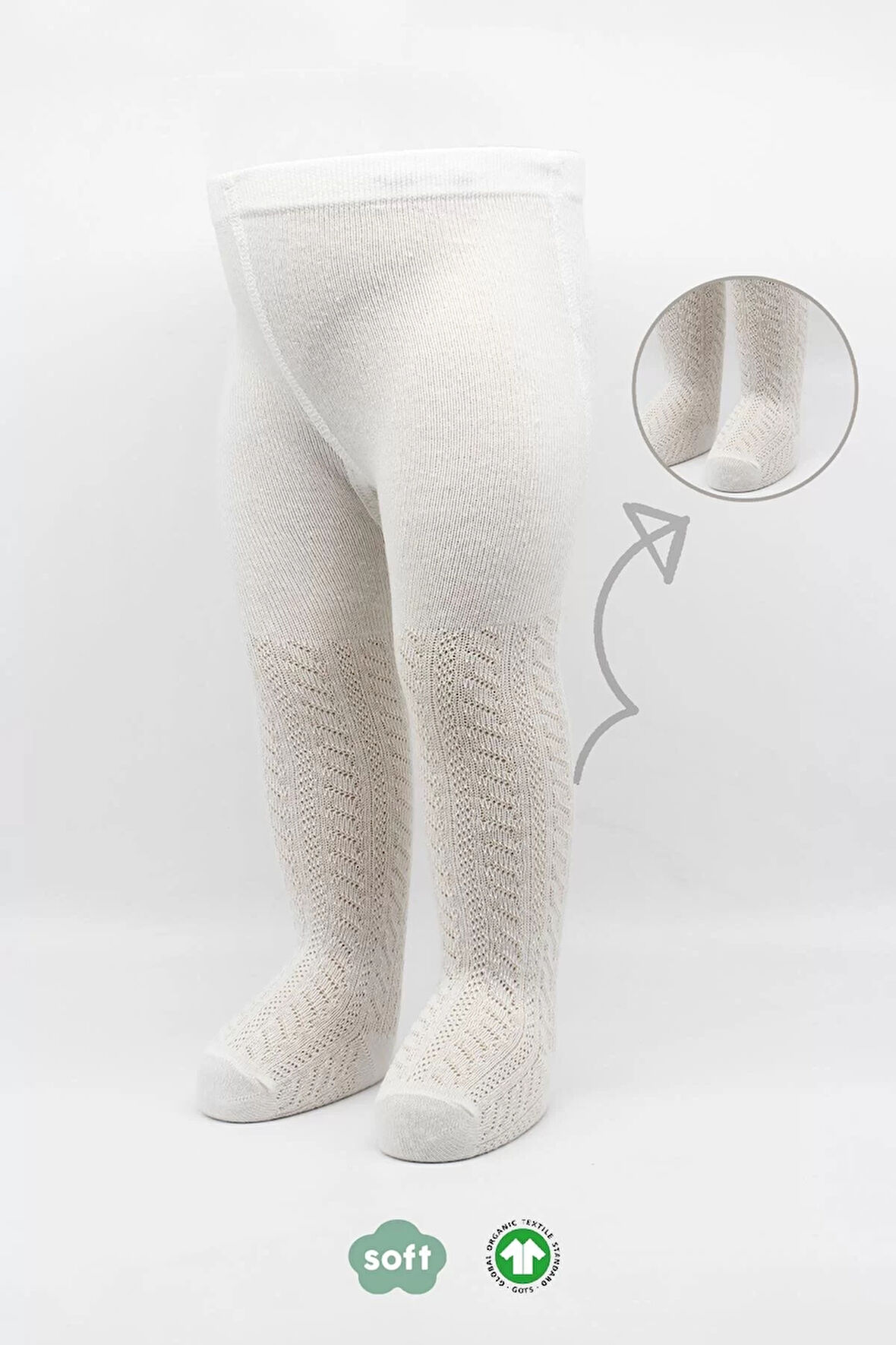 Tekli Zikzak Kabartma Penye Külotlu Çorap Bs50108 Ekru