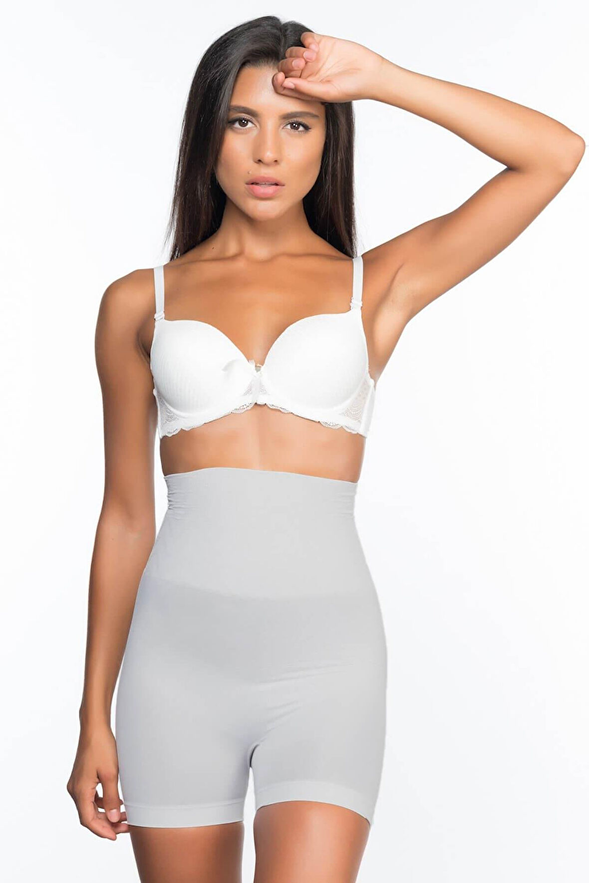 Ekru Mı Emay 2075 Yüksek Bel Desenli Double Kısa Paça Korse