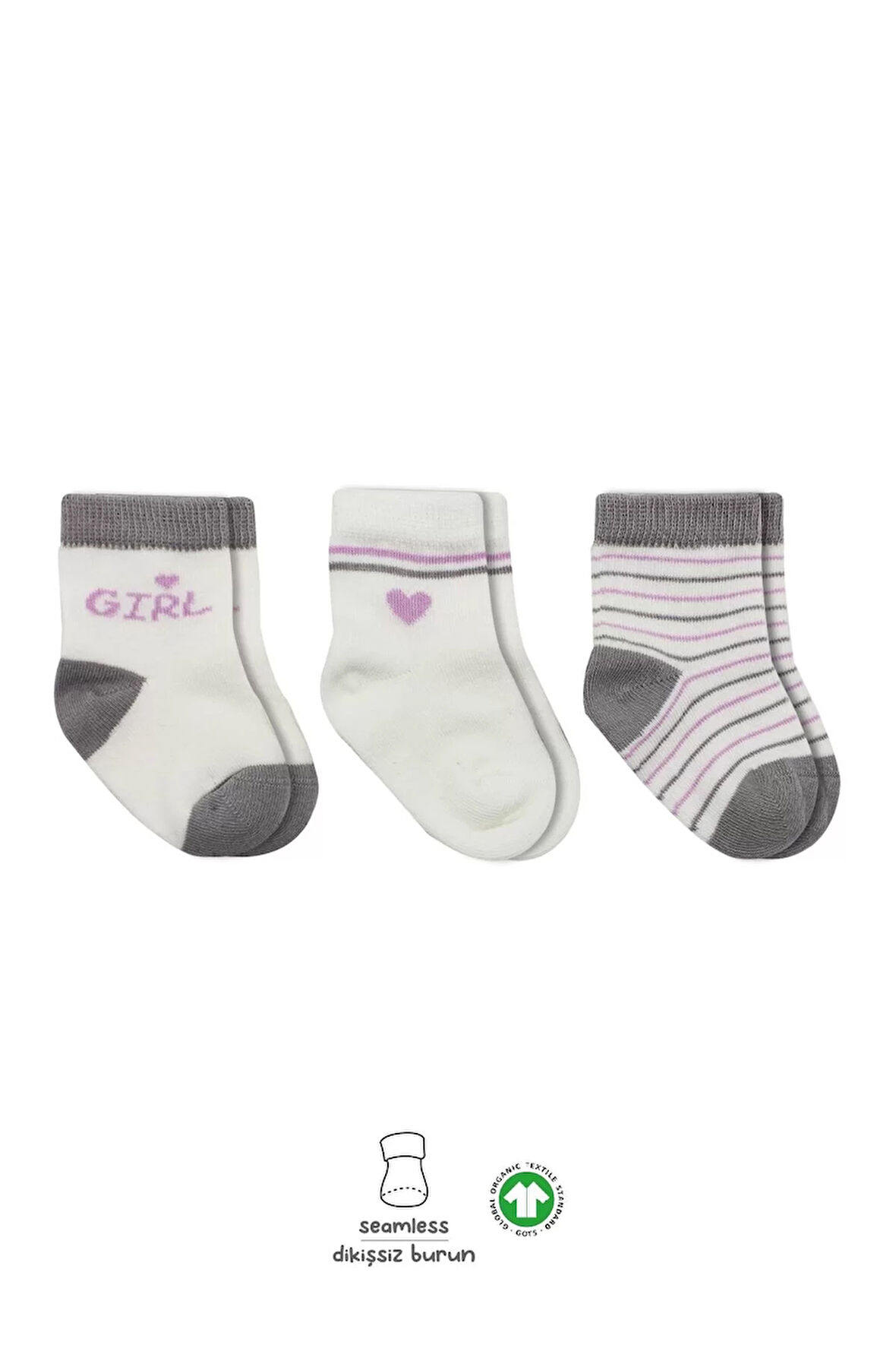 3'lü Penye Boy And Girl Soket Çorap Bs10114 Gri