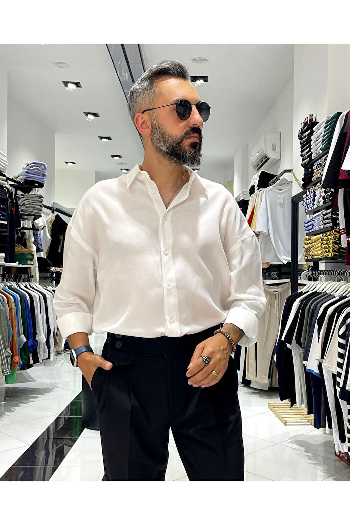 Erkek Yumuşak Dokulu Ekstra Oversize Gömlek