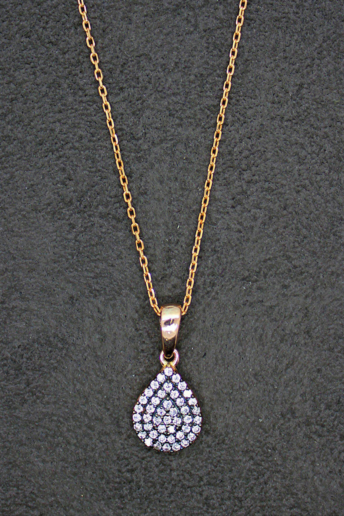 925 Ayar Elmas Modeli Damla Gümüş Kolye (TGK0023)