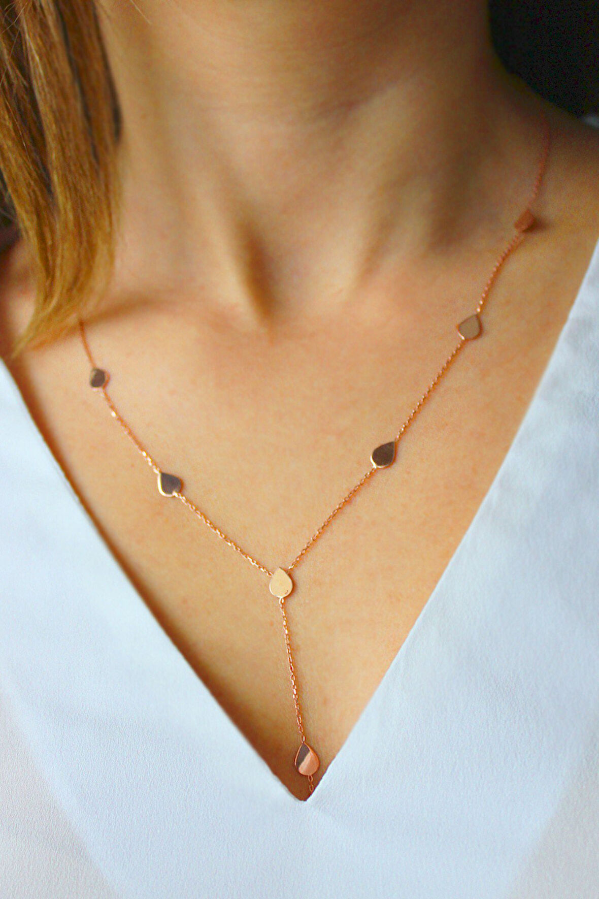 925 Ayar Sallantılı Damla Rose Gümüş Kolye (TGK0029)