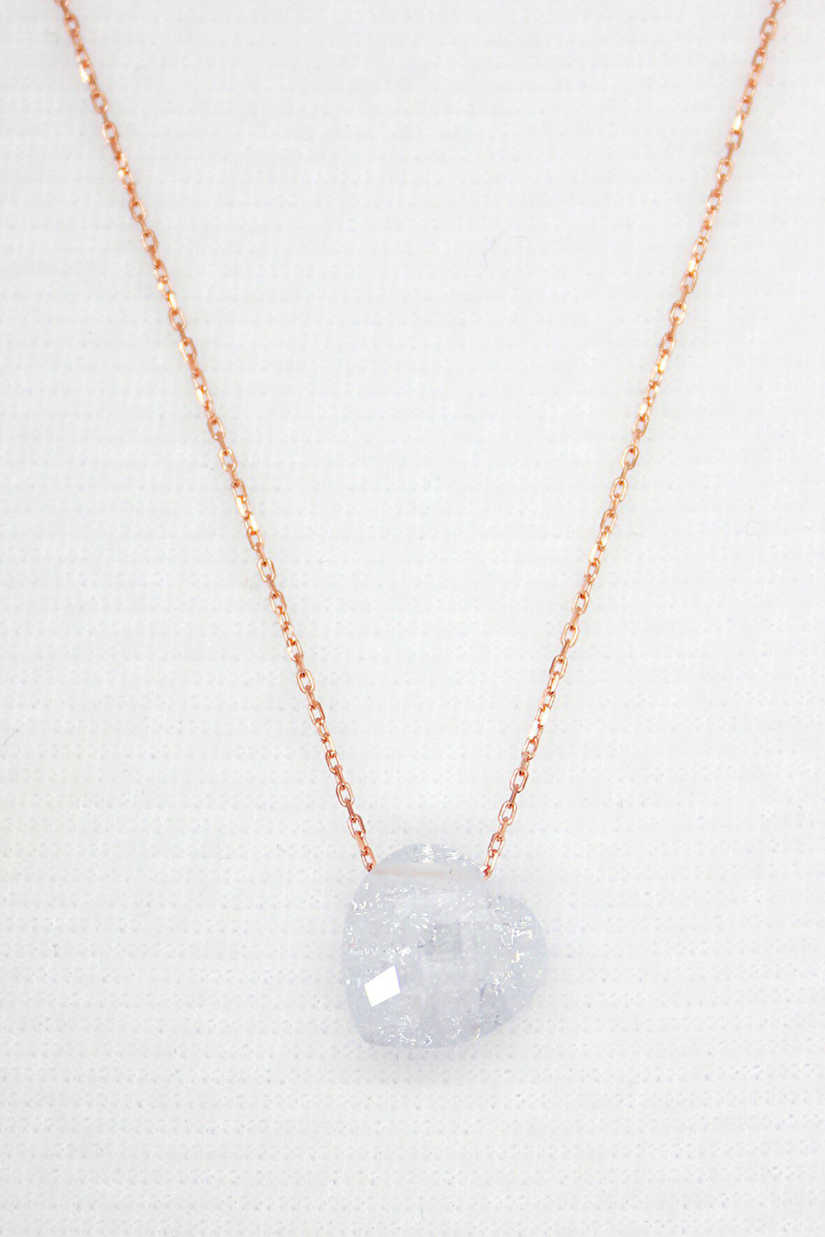 925 Ayar Beyaz Buzlu Kalp Taş Rose Gümüş Kolye (TGK0055)