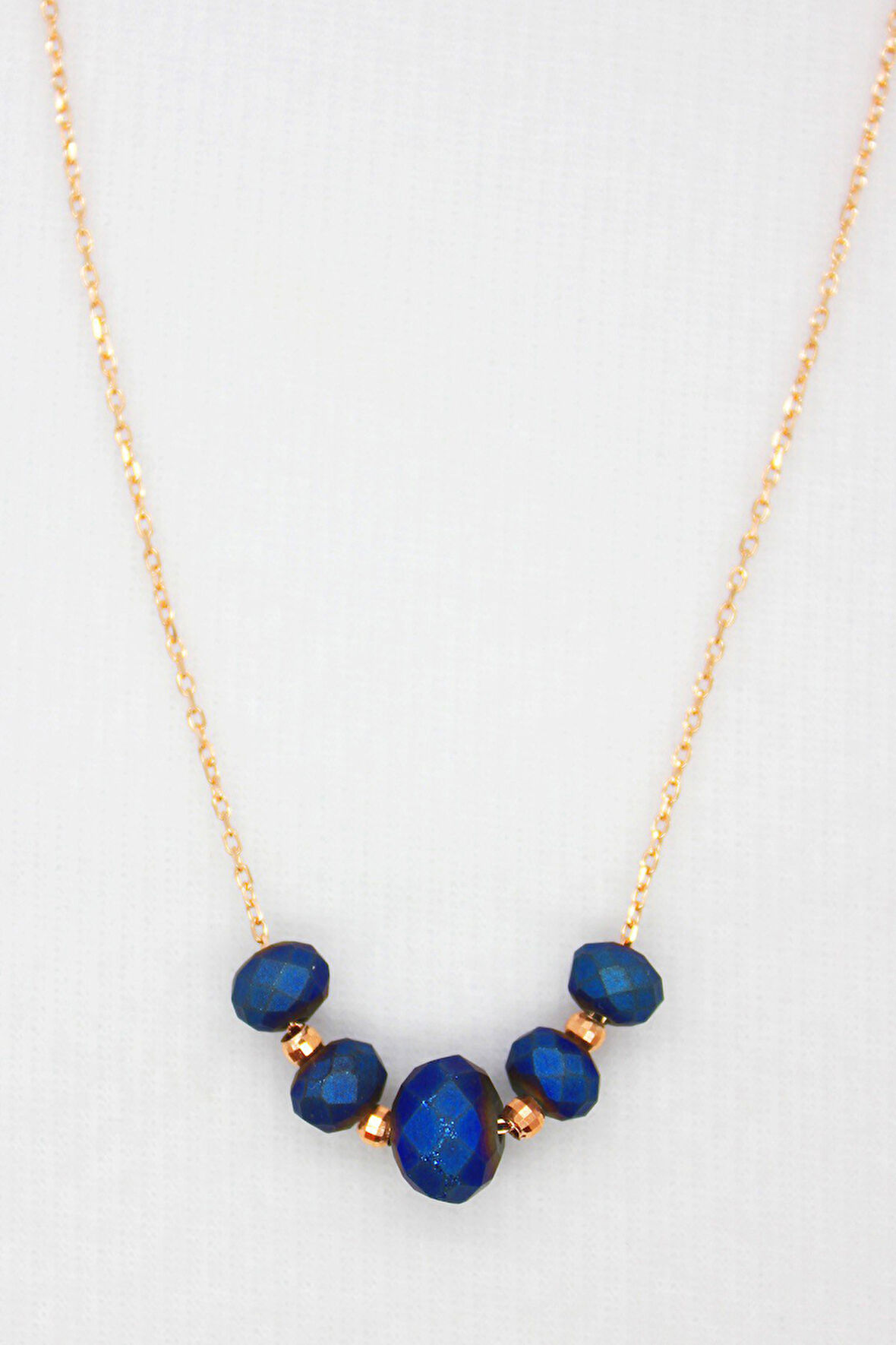 925 Ayar Laci Fasetli Hematit Rose Gümüş Kolye (TGK0068)