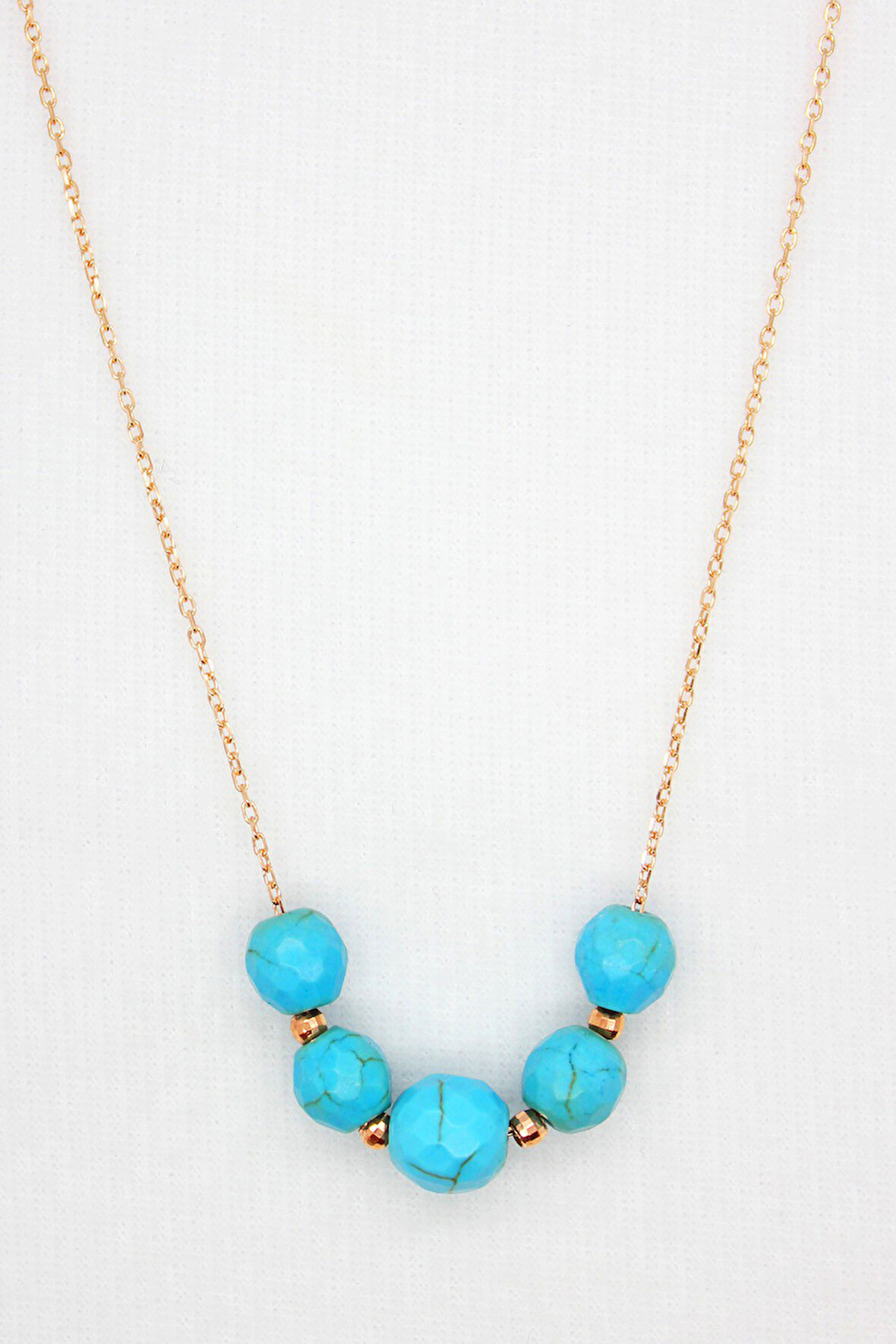 925 Ayar Fasetli Turkuaz Rose Gümüş Kolye (TGK0070)