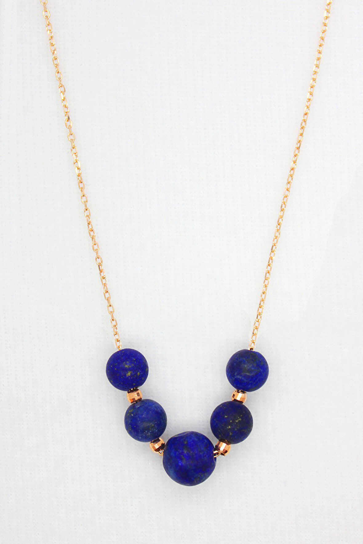 925 Ayar Lapis Lazuli Rose Gümüş Kolye (TGK0073)