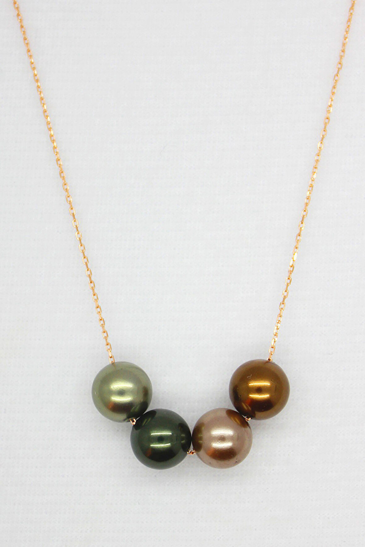 925 Ayar 4 Renk Mayorca İncili Rose Gümüş Kolye (TGK0081)