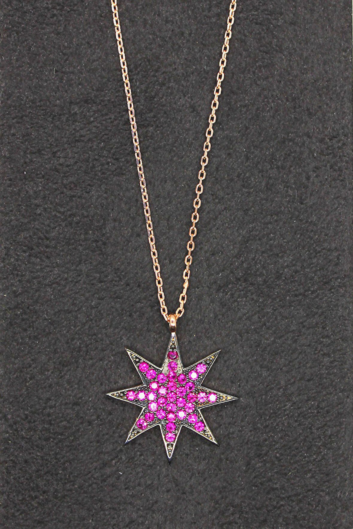 925 Ayar Kırmızı Yıldız Rose Gümüş Kolye (TGK0094)