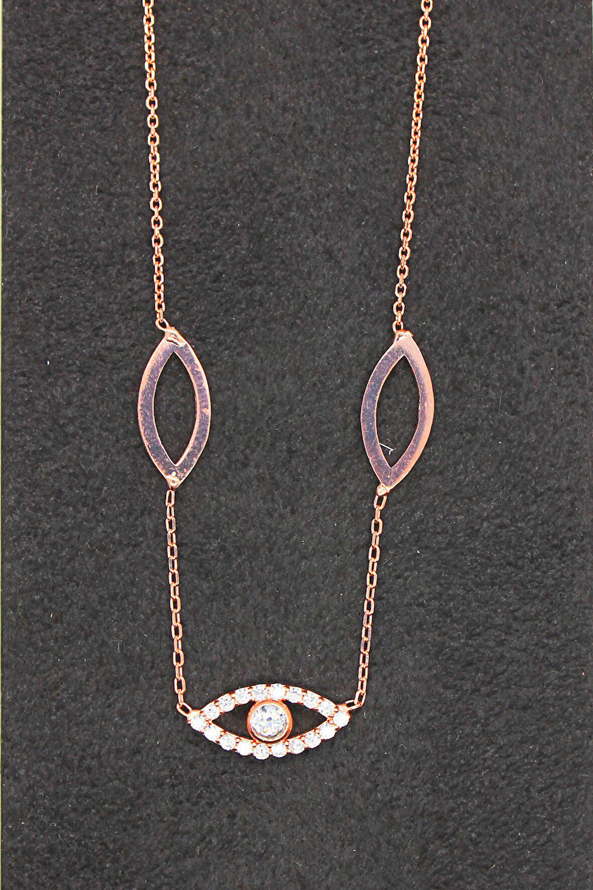 925 Ayar Sosyete Gözü Rose Gümüş Kolye (TGK0095)