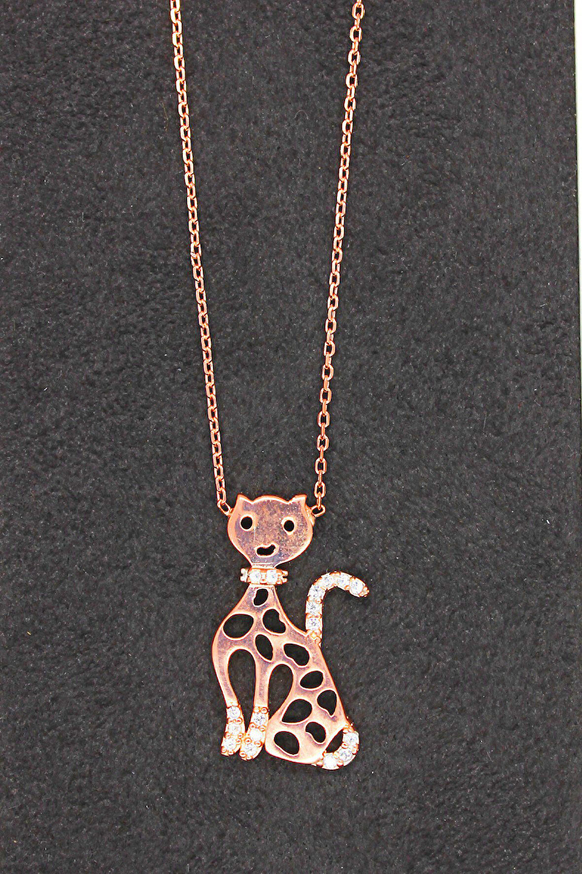 925 Ayar Kedi Rose Gümüş Kolye (TGK0096)