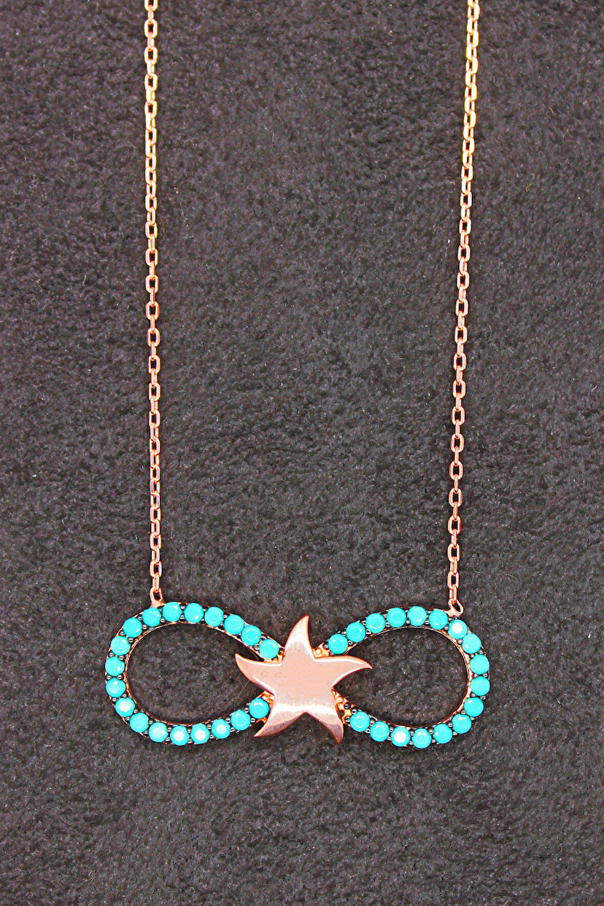 925 Ayar Turkuaz Sonsuzluk Rose Gümüş Kolye (TGK0100)