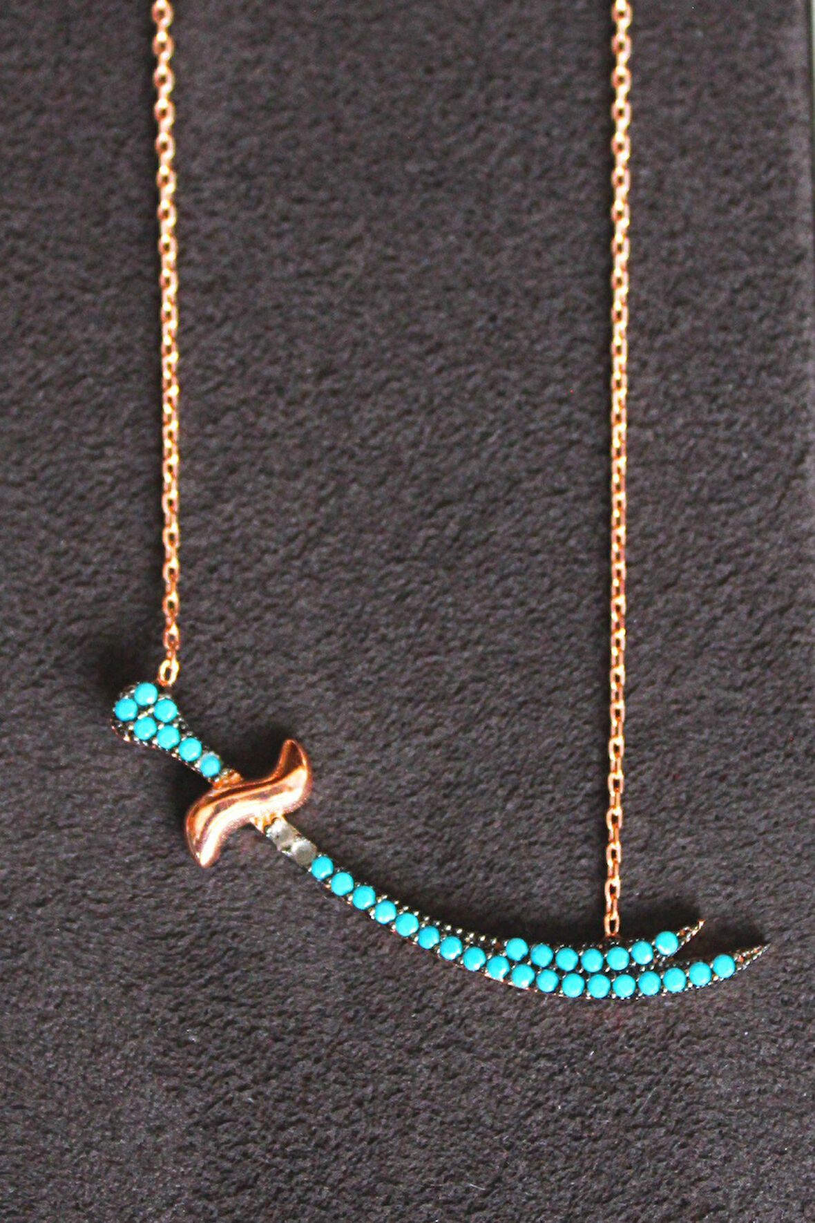 925 Ayar Turkuaz Zülfikar Rose Gümüş Kolye (TGK0108)