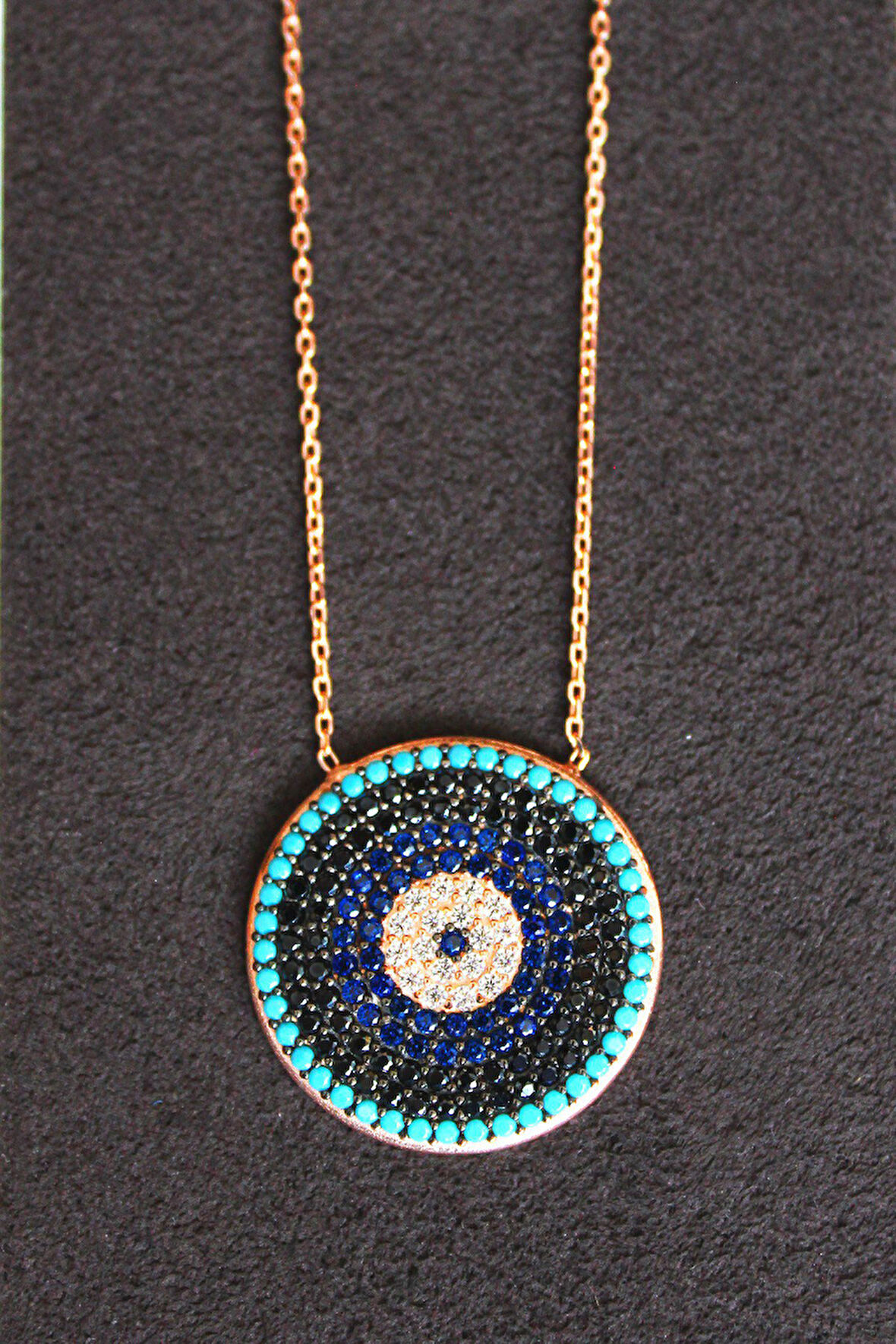 925 Ayar Sosyete Gözü Rose Gümüş Kolye (TGK0112)