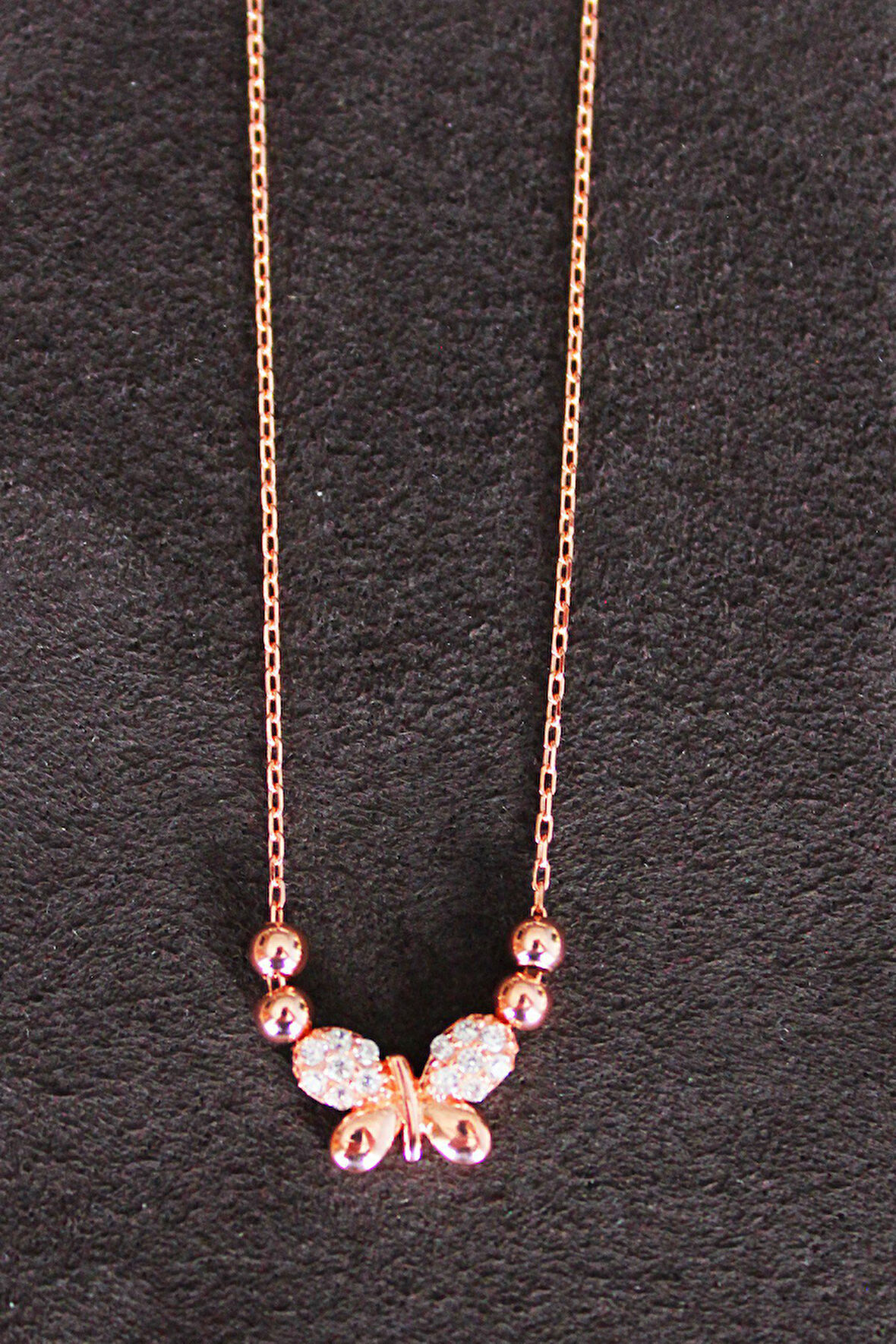 925 Ayar Kelebek Rose Gümüş Kolye (TGK0126)