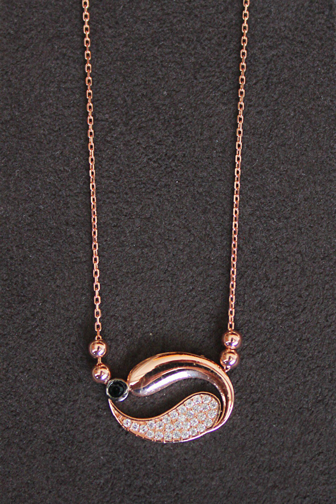 925 Ayar Siyah Balık Rose Gümüş Kolye (TGK0145)