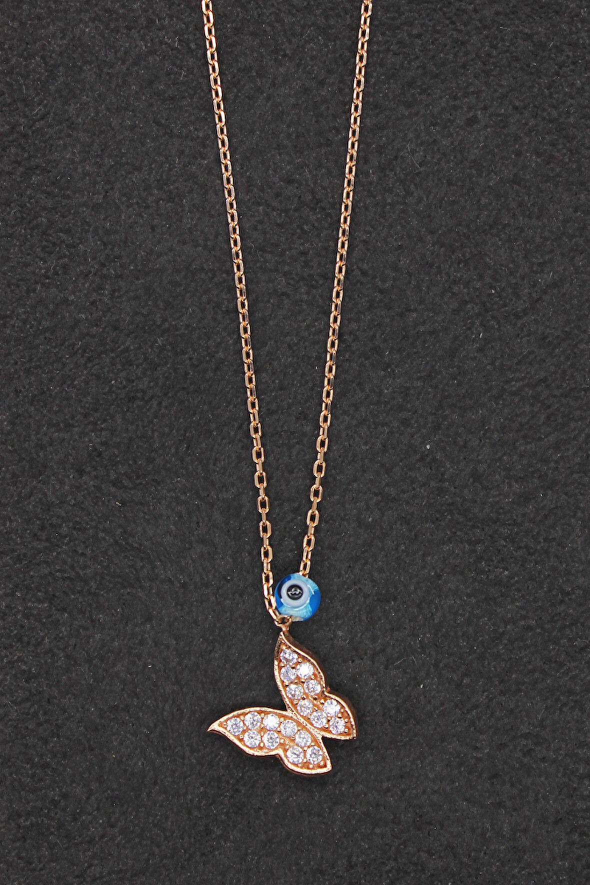 925 Ayar Kelebek Rose Gümüş Kolye (TGK0164)