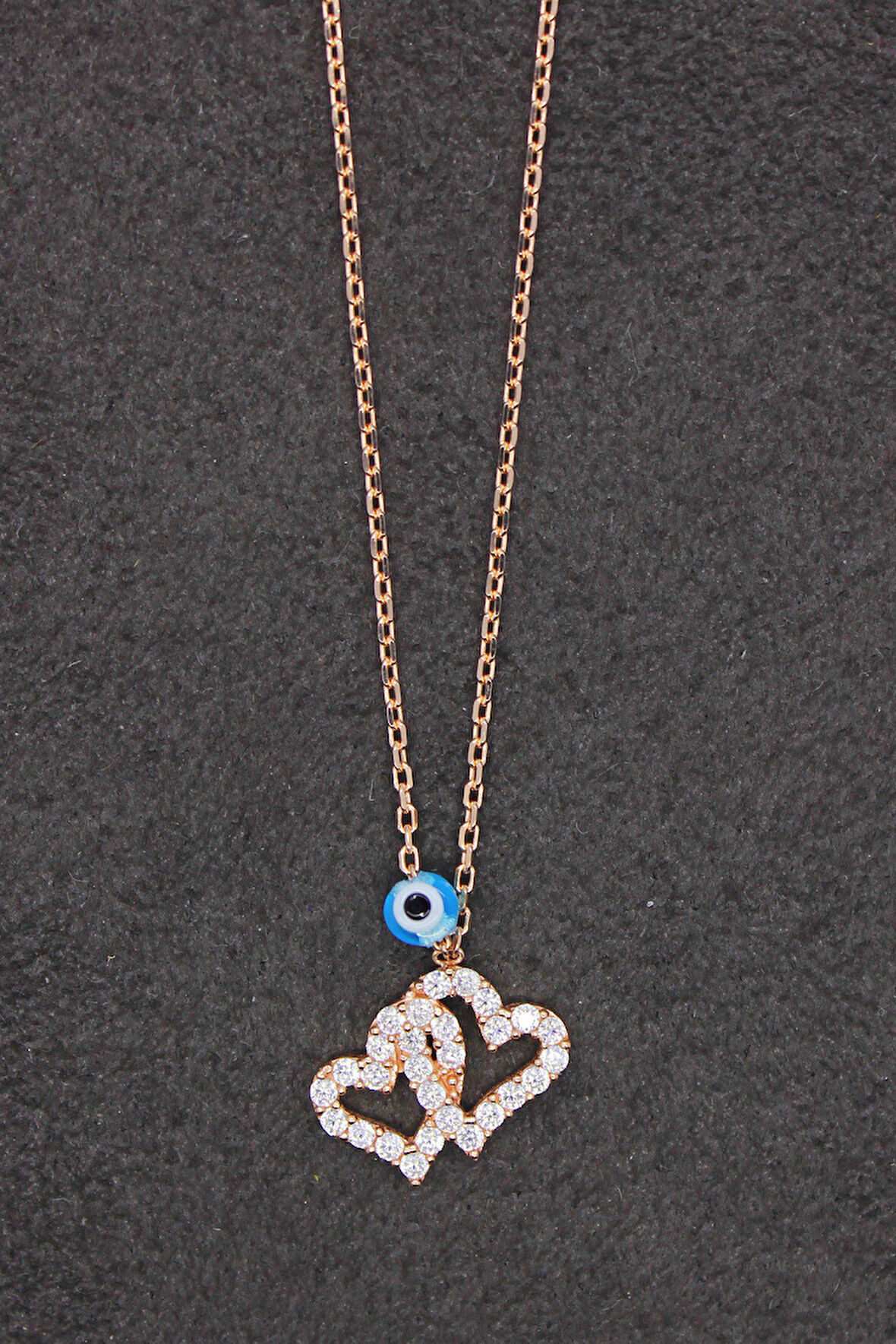 925 Ayar Kalpler Rose Gümüş Kolye (TGK0168)