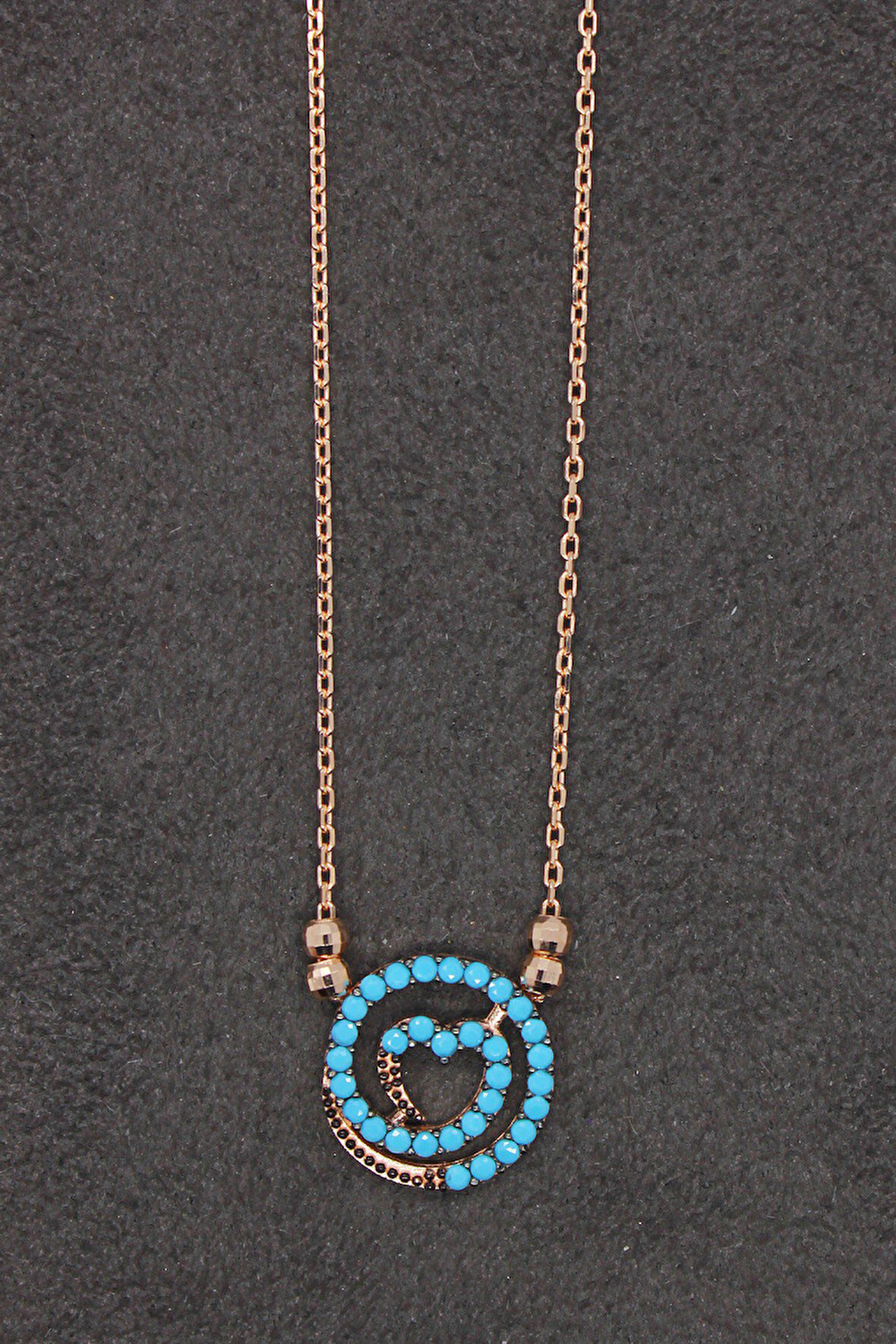 925 Ayar Turkuaz Lava Rose Gümüş Kolye (TGK0169)