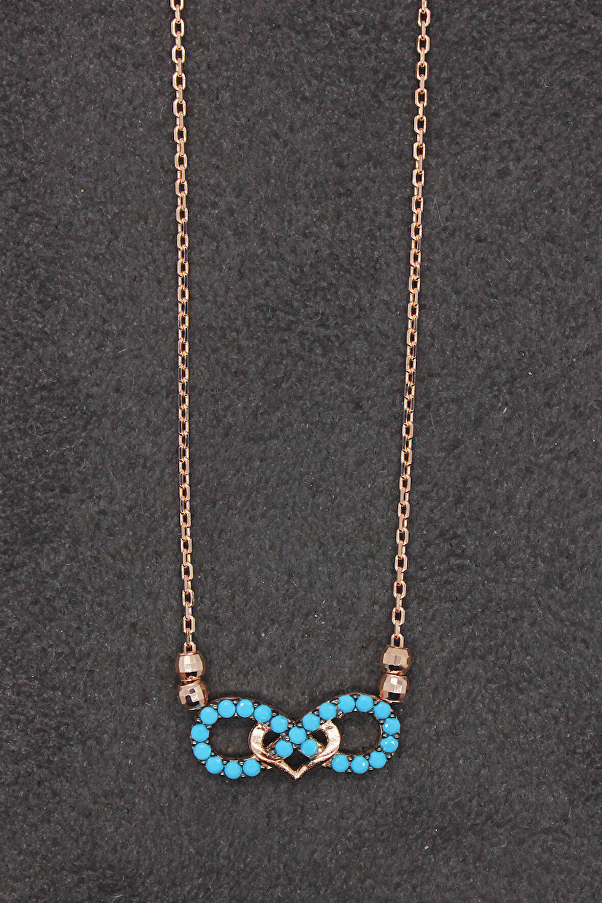 925 Ayar Turkuaz Sonsuzluk Rose Gümüş Kolye (TGK0172)