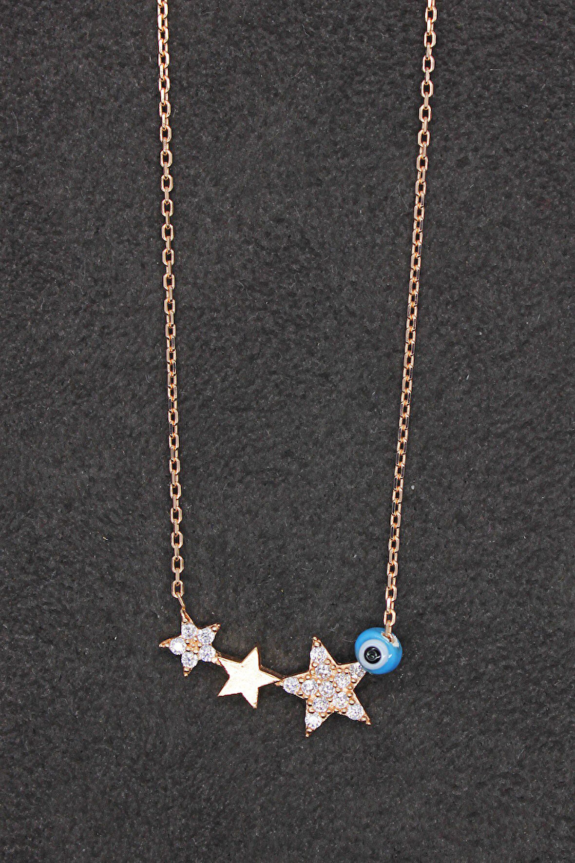 925 Ayar Üç Yıldız Rose Gümüş Kolye (TGK0177)