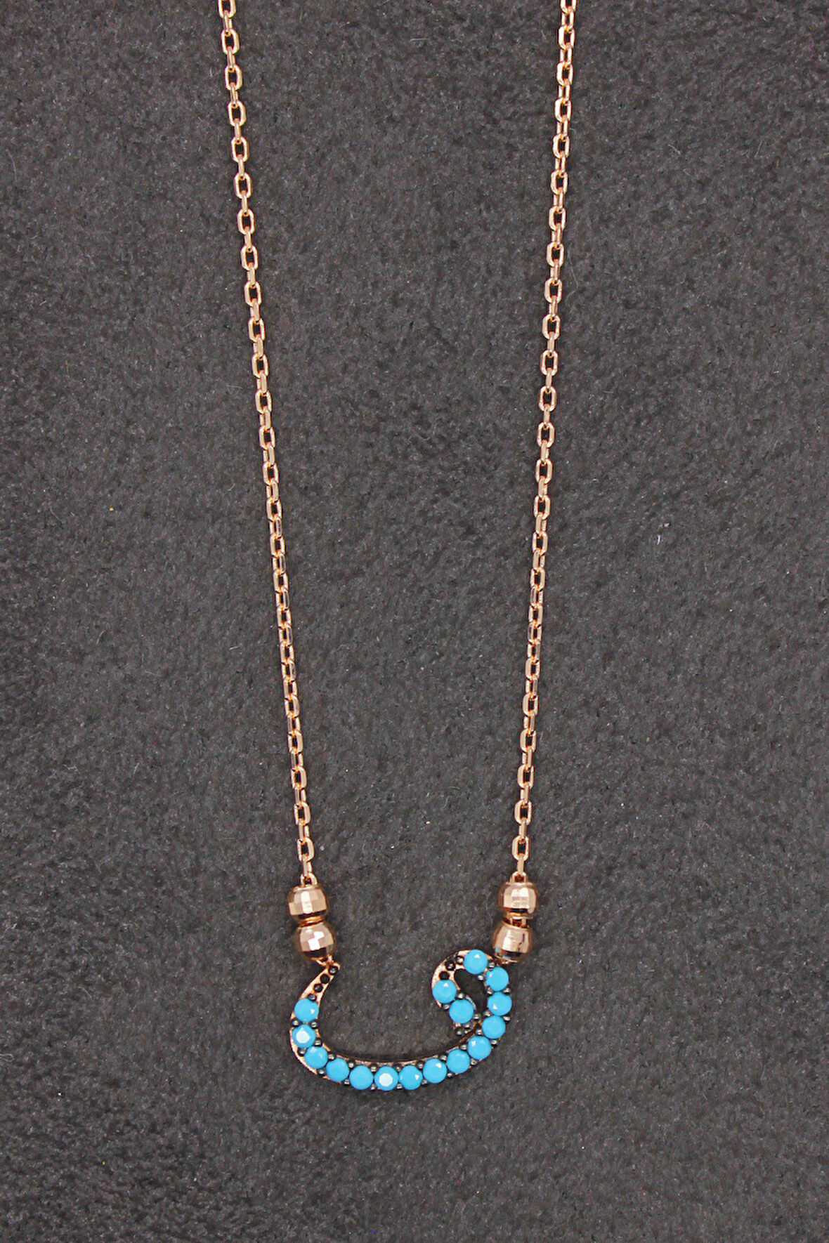 925 Ayar Turkuaz Vav Rose Gümüş Kolye (TGK0180)