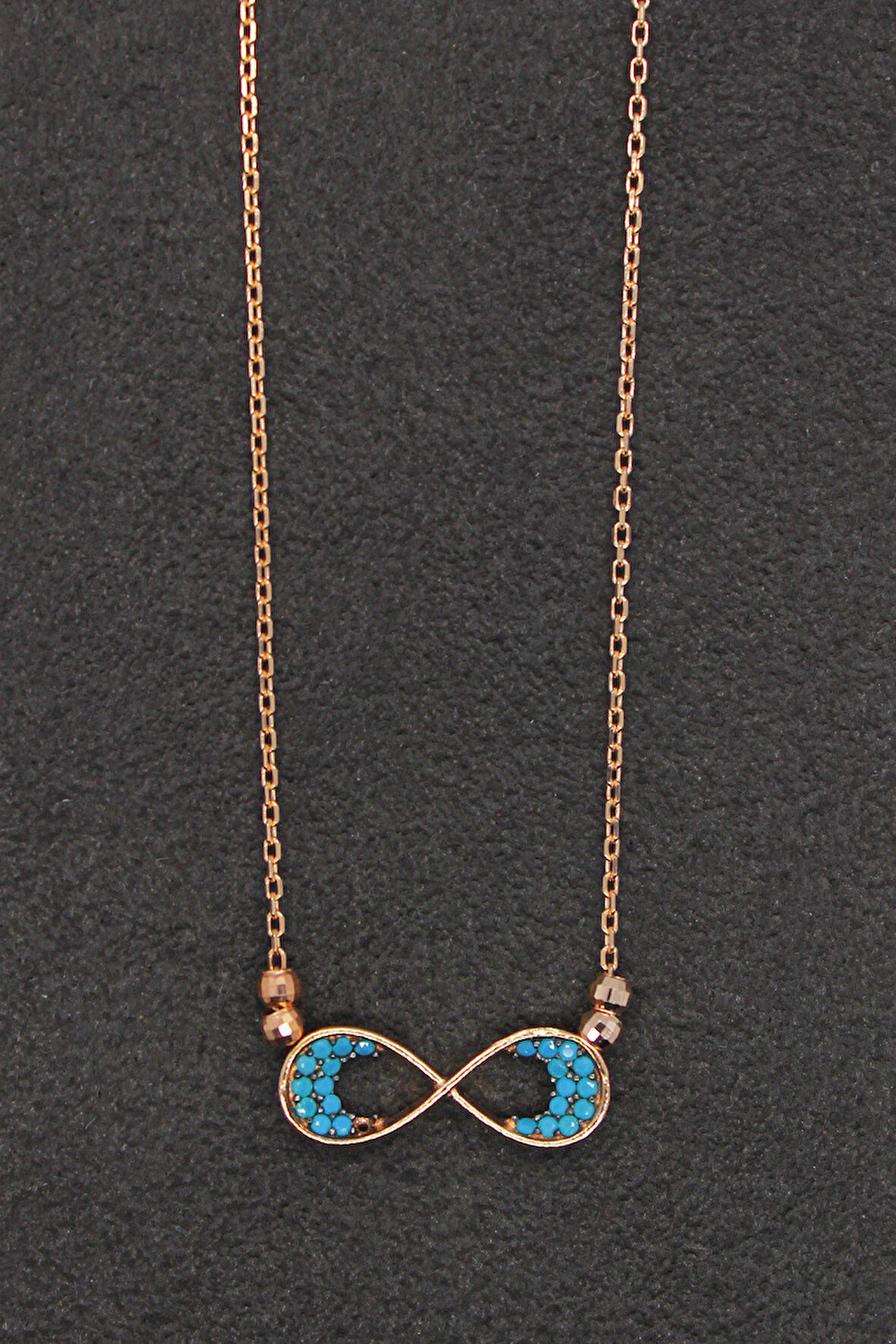 925 Ayar Turkuaz Sonsuzluk Rose Gümüş Kolye (TGK0183)