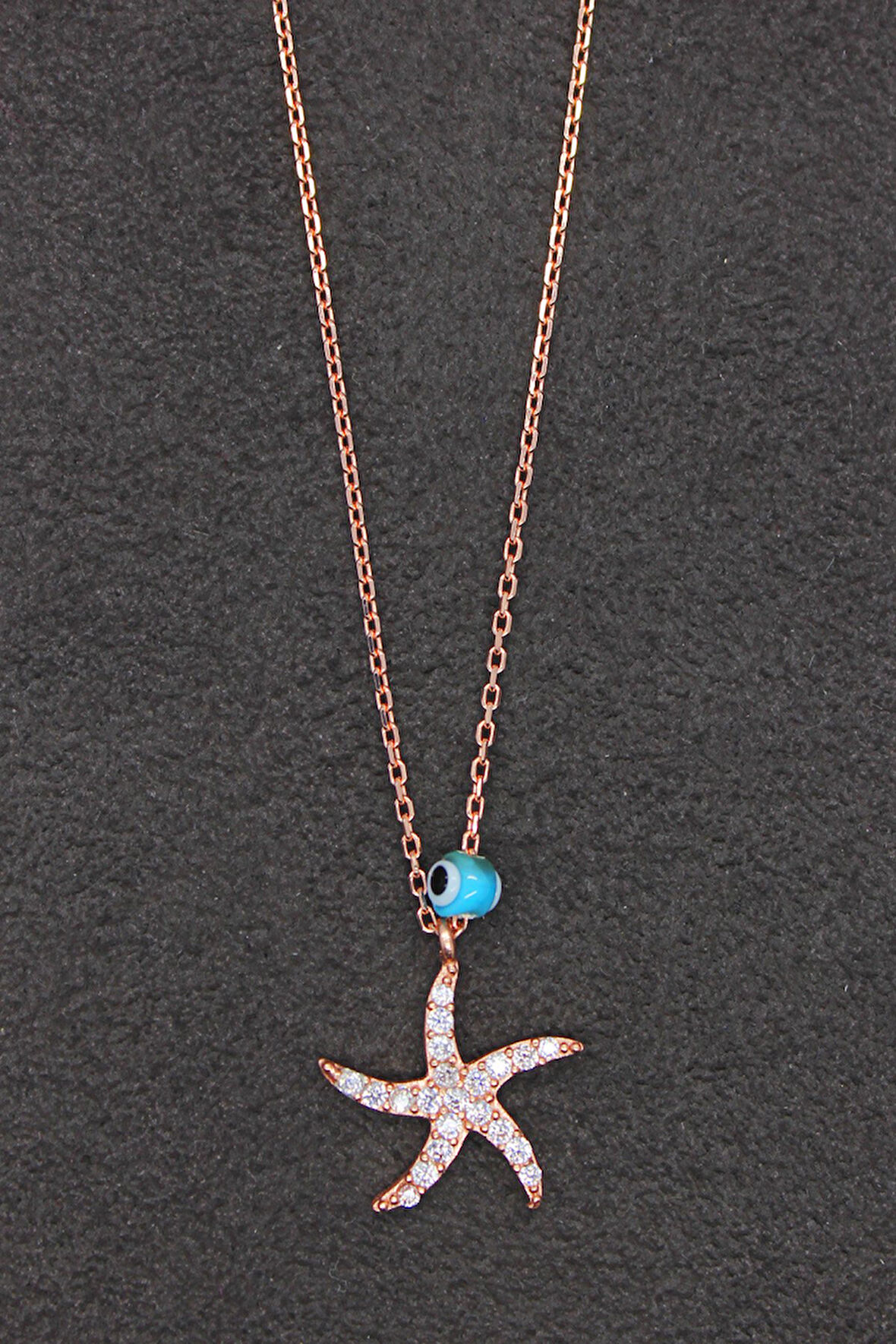 925 Ayar Deniz Yıldızı Rose Gümüş Kolye (TGK0189)