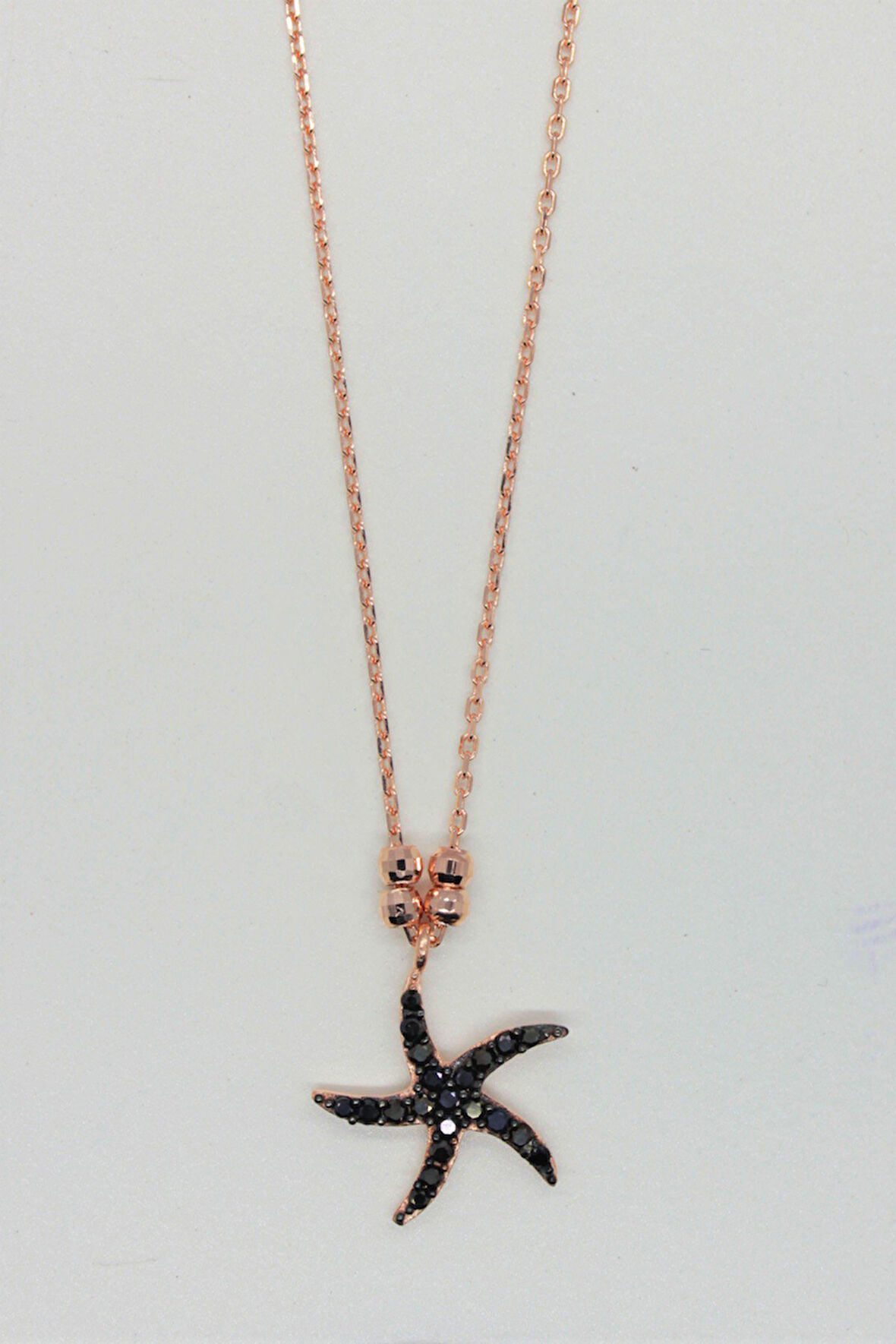 925 Ayar Siyah Denizyıldızı Rose Gümüş Kolye (TGK0192)