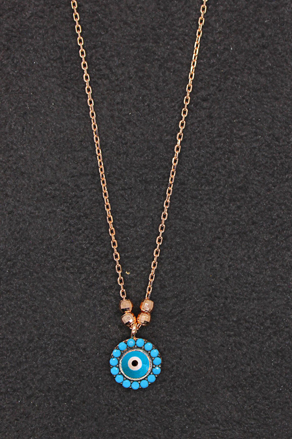 925 Ayar Nazar Rose Gümüş Kolye (TGK0198)