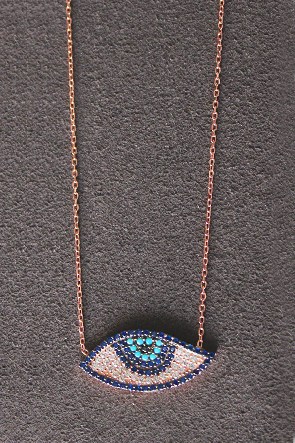 925 Ayar Tek Göz Rose Gümüş Kolye (TGK0206)