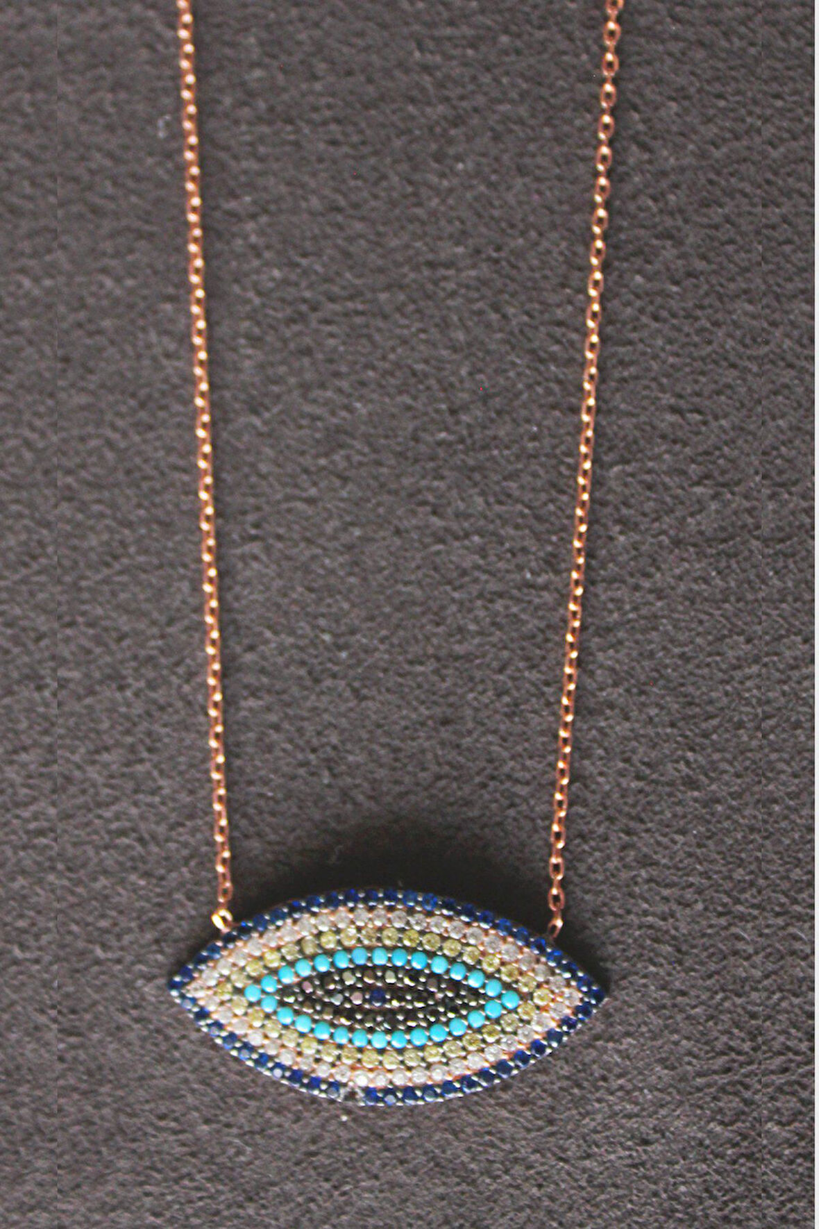 925 Ayar Markiz Sosyete Gözü Rose Gümüş Kolye (TGK0207)