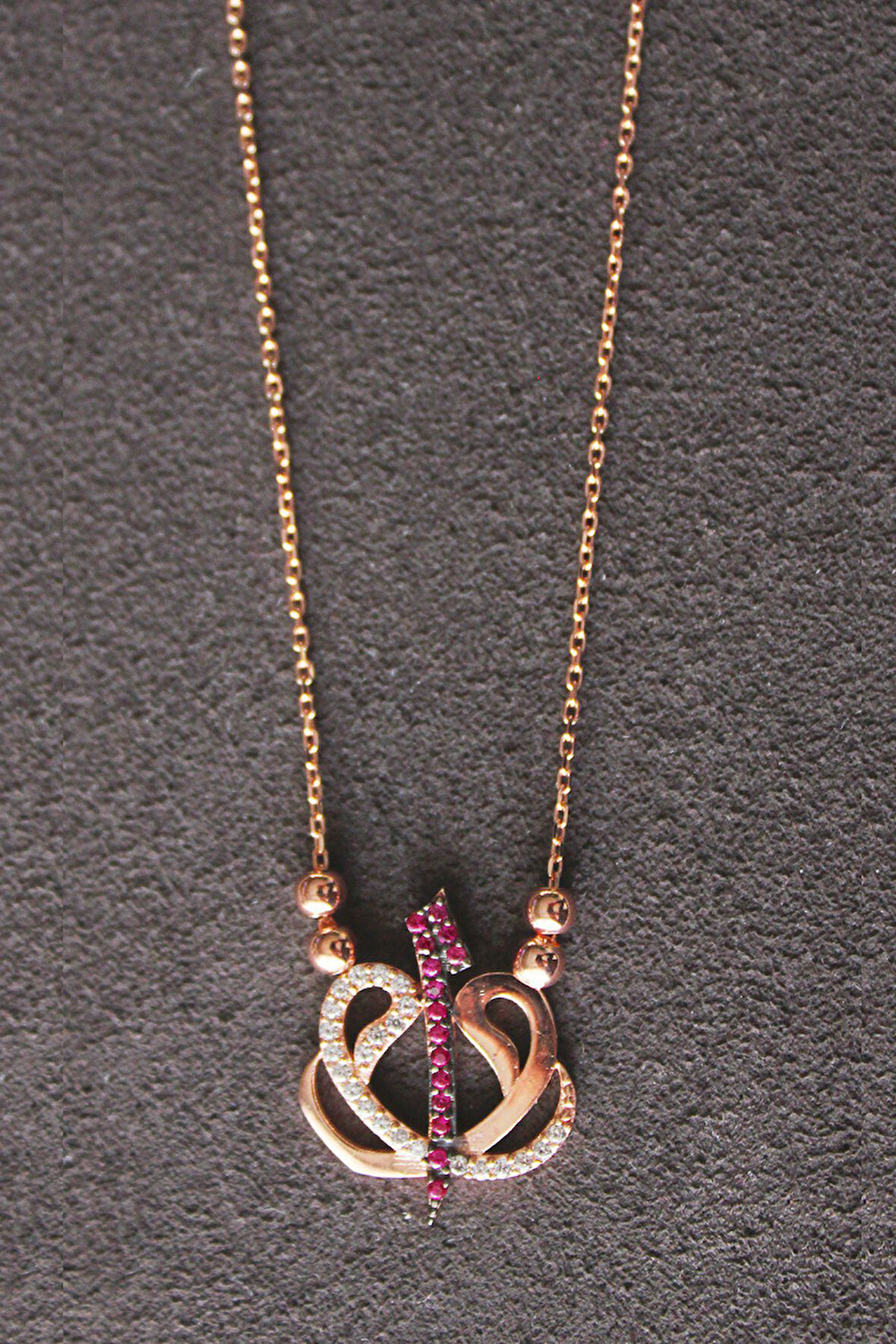 925 Ayar Elif Vav Rose Gümüş Kolye (TGK0209)