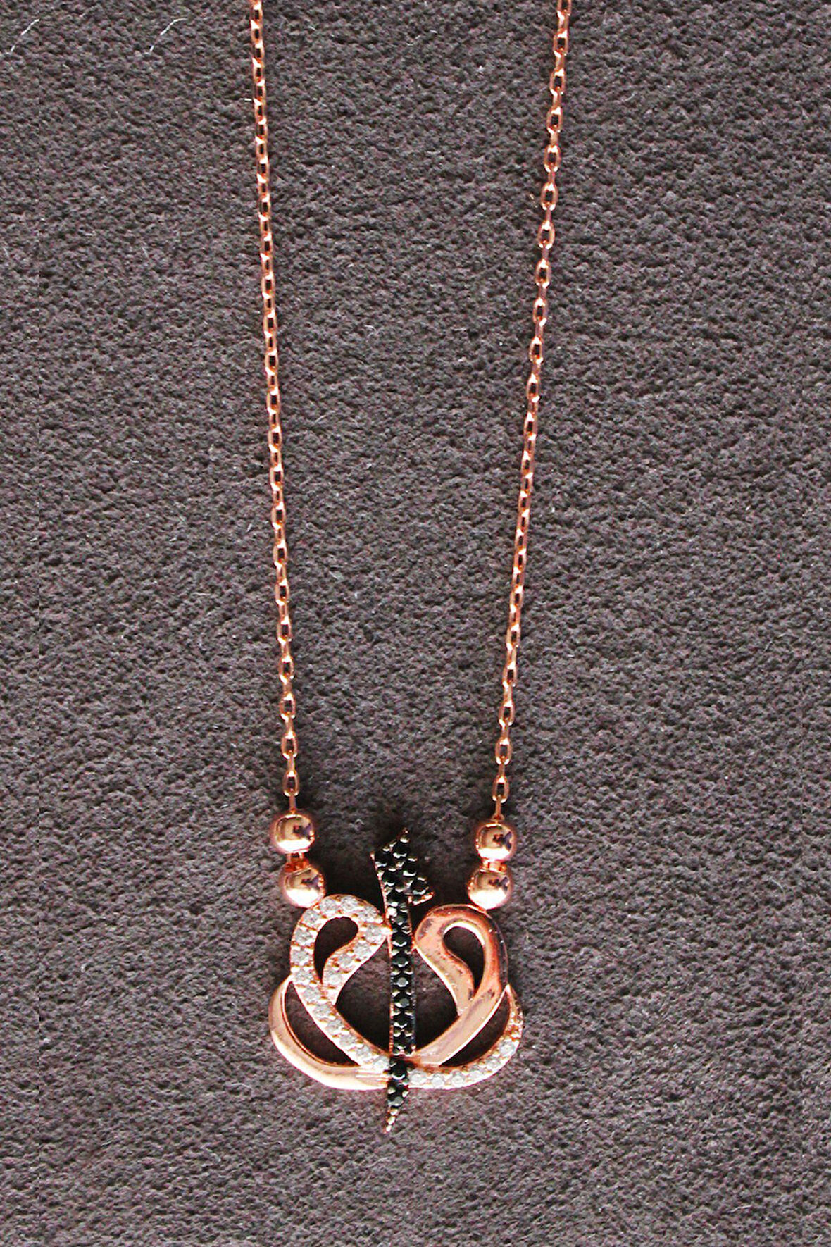 925 Ayar Elif Vav Rose Gümüş Kolye (TGK0210)