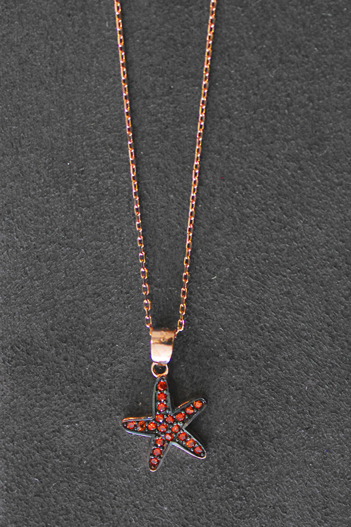 925 Ayar Turuncu Denizyıldızı Rose Gümüş Kolye (TGK0279)