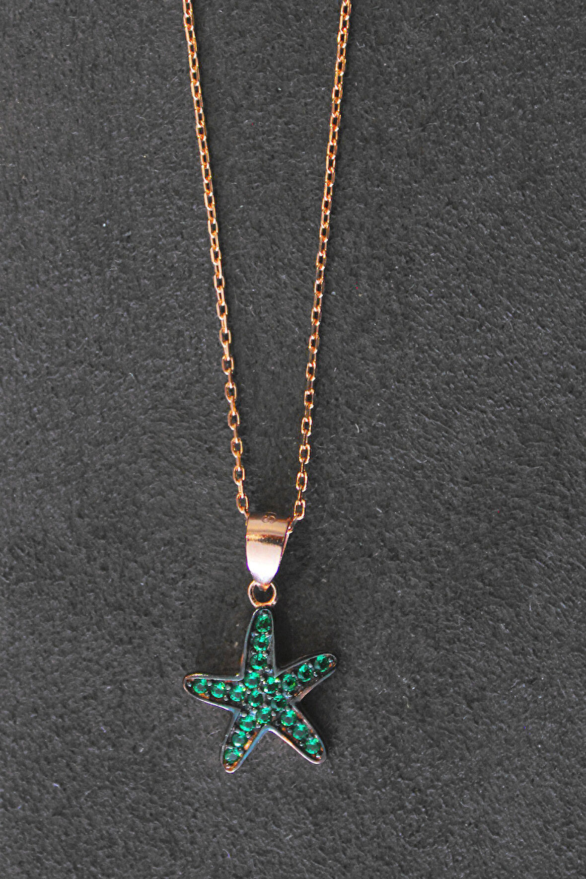 925 Ayar Yeşil Denizyıldızı Rose Gümüş Kolye (TGK0280)