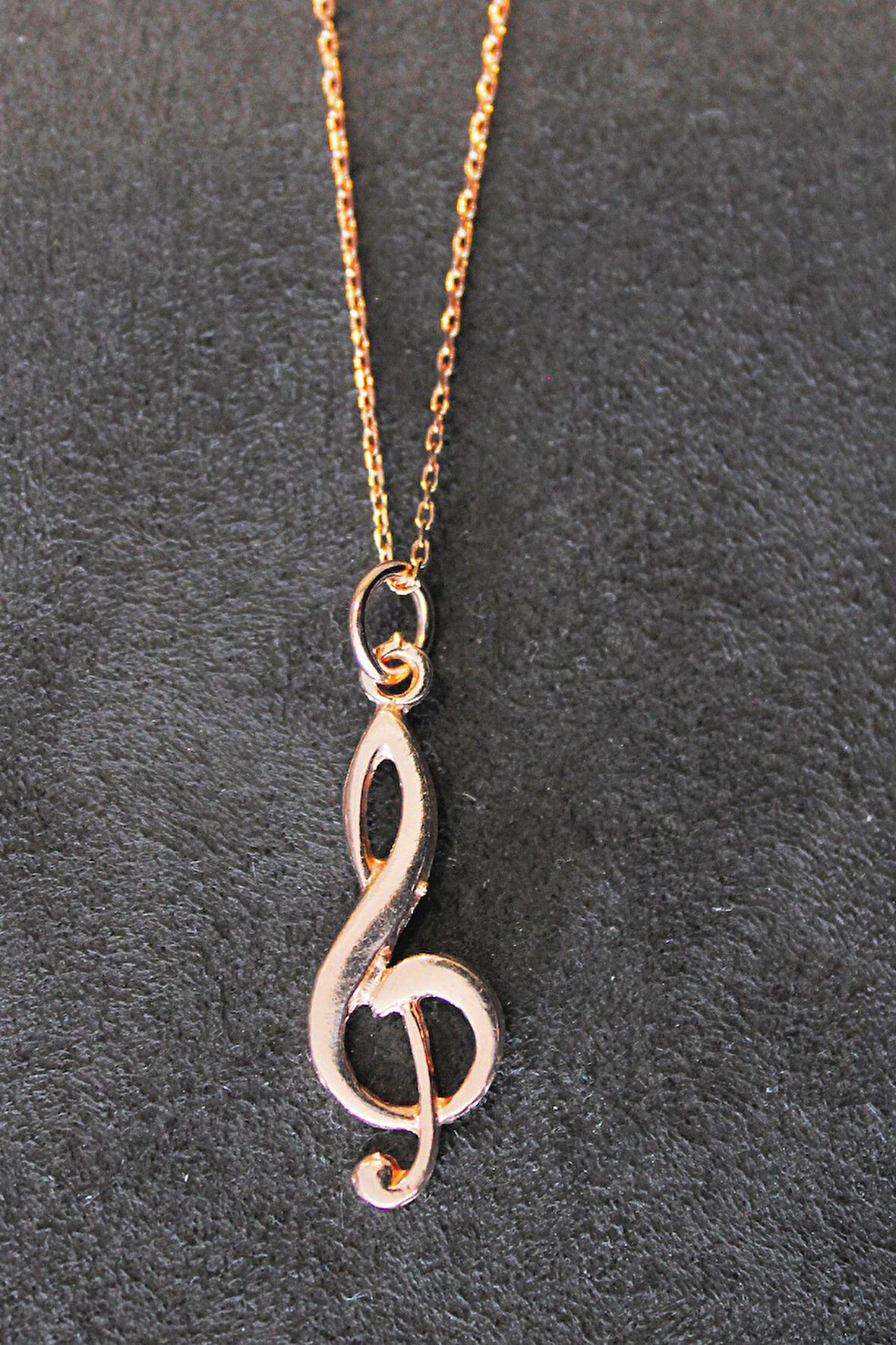 925 Ayar Sol Anahtarı Rose Gümüş Kolye (TGK0291)