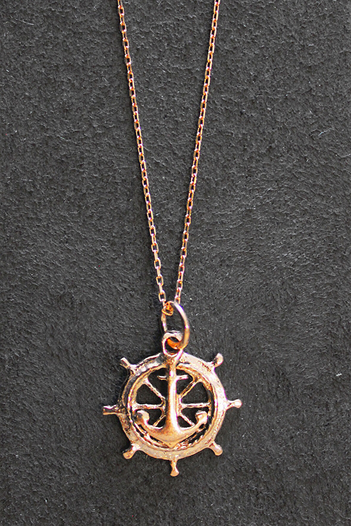 925 Ayar Gemi Dümeni Rose Gümüş Kolye (TGK0318)