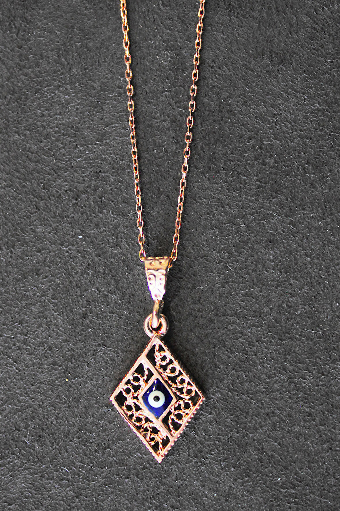 925 Ayar Nazarlı Rose Gümüş Kolye (TGK0325)