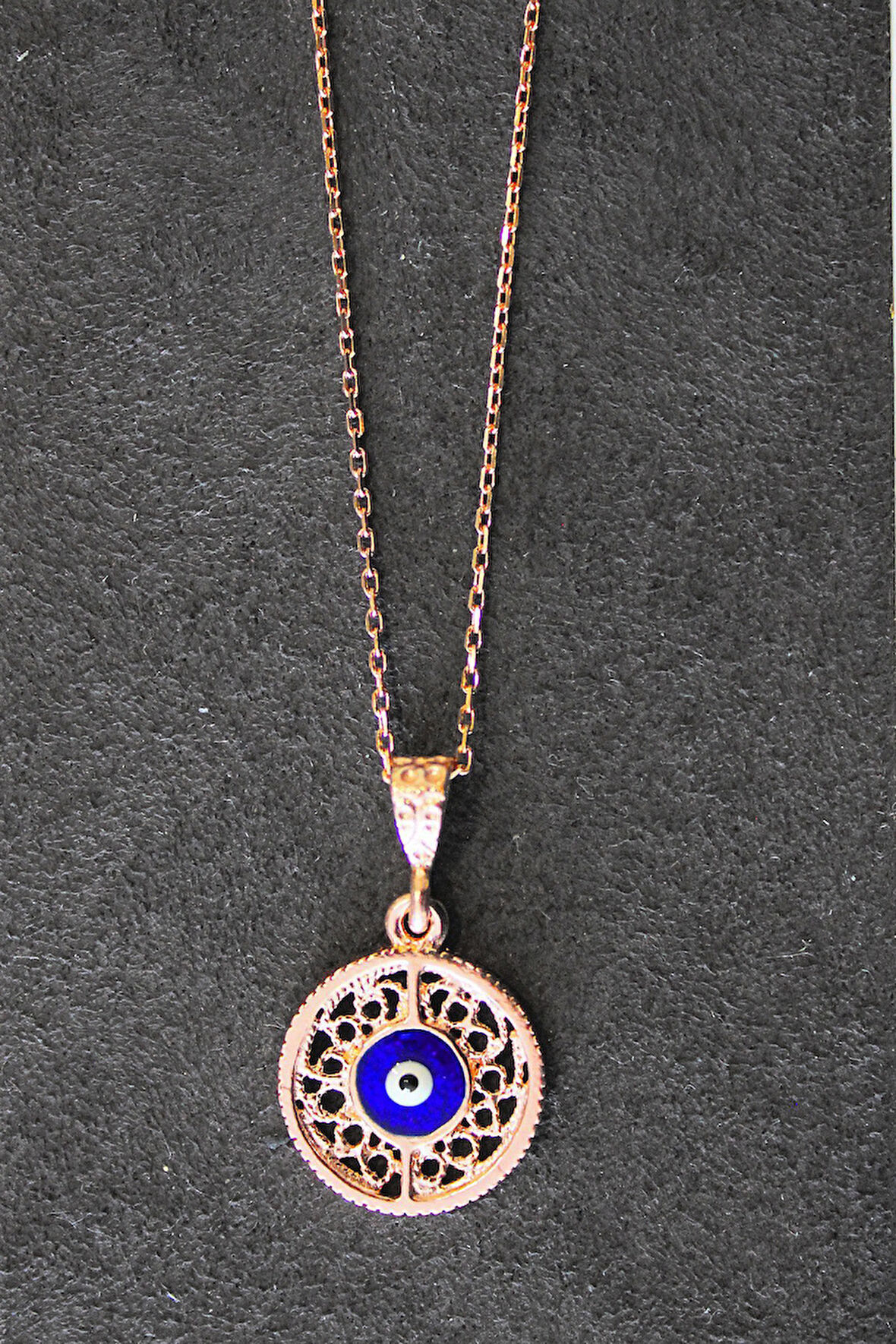 925 Ayar Nazarlı Rose Gümüş Kolye (TGK0328)