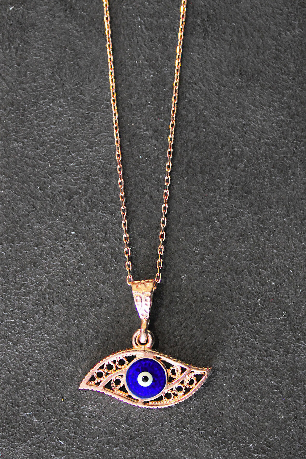 925 Ayar Nazarlı Göz Rose Gümüş Kolye (TGK0329)