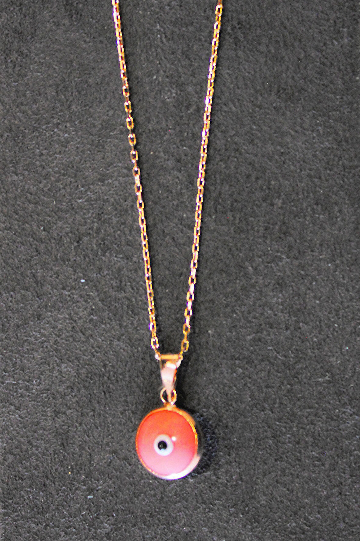 925 Ayar Pembe Nazarlı Göz Rose Gümüş Kolye (TGK0332)