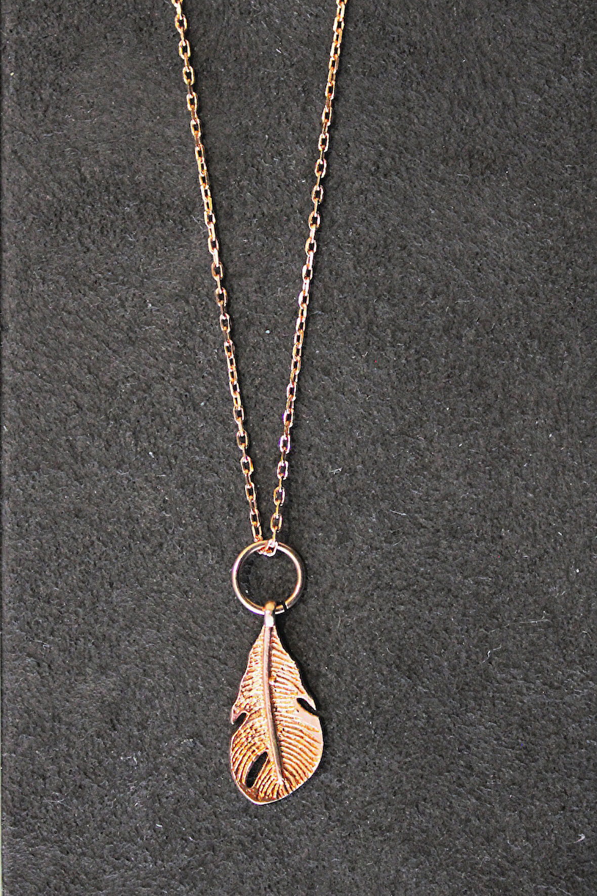 925 Ayar Yaprak Rose Gümüş Kolye (TGK0339)