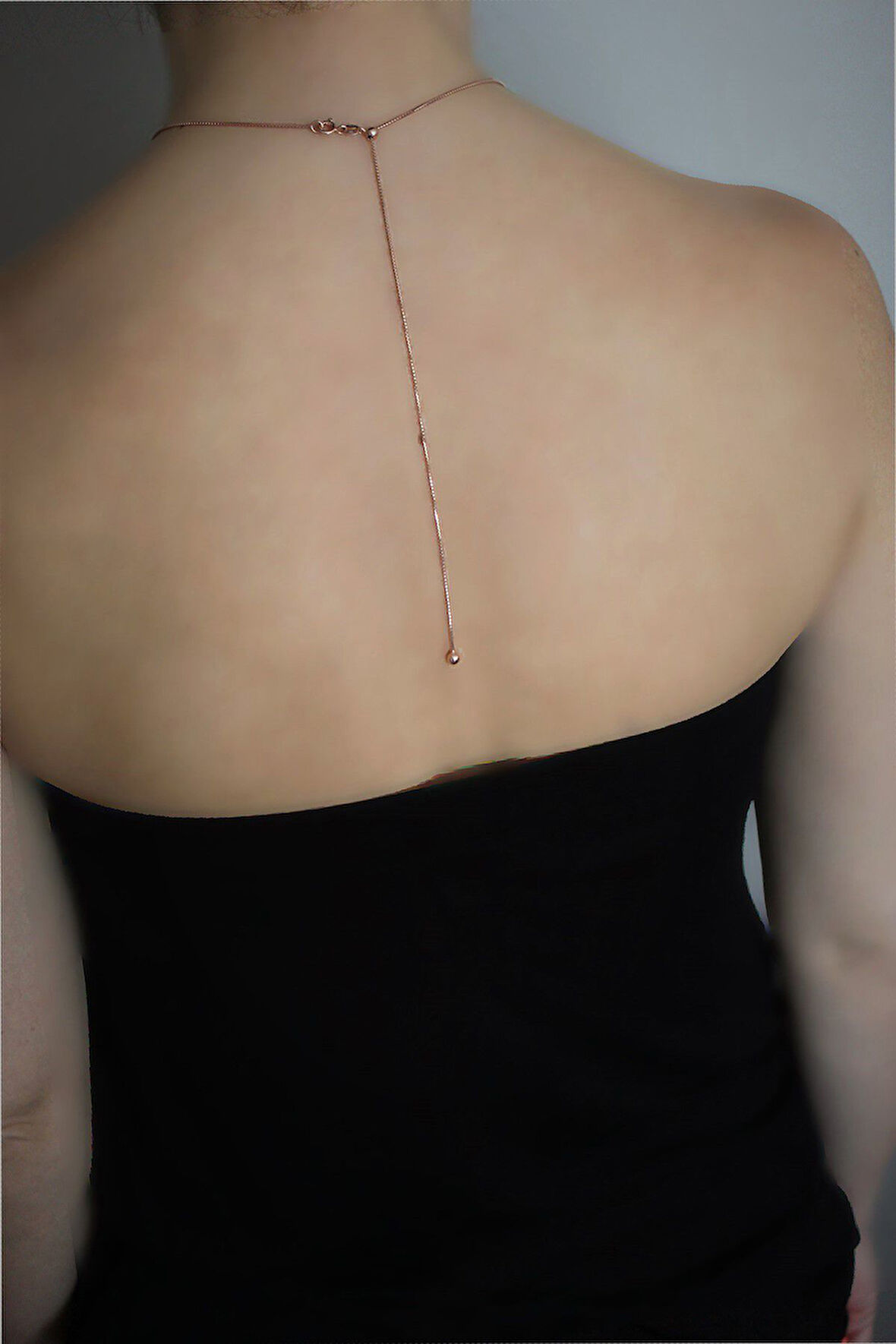 925 Ayar Toplu Rose Gümüş Sırt Kolyesi (TGK0345)