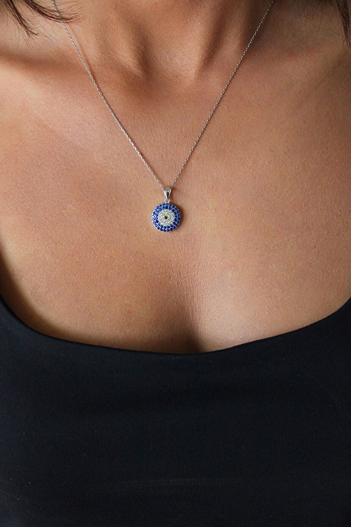 925 Ayar Sosyete Gözü Gümüş Kolye (TGK0392)