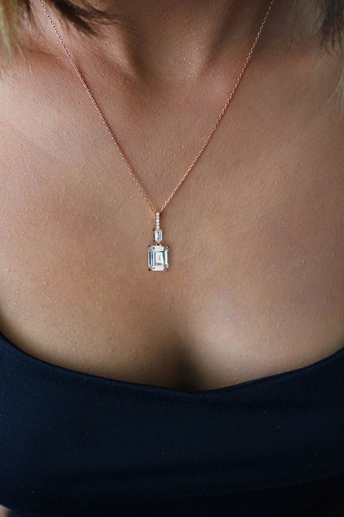 925 Ayar Baget Roz Gümüş Kolye (TGK0393)