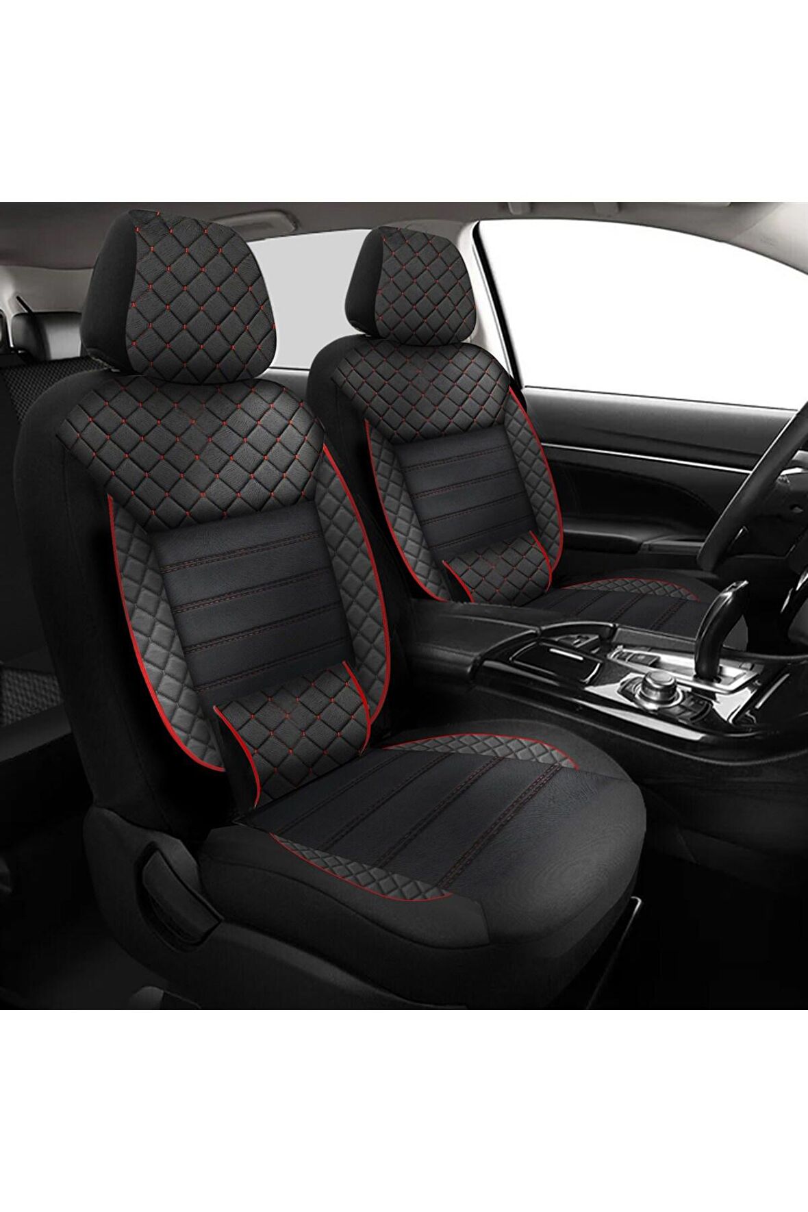 Bel Destekli Premium Süet Tay Tüyü Oto Koltuk Kılıfı Kırmızı