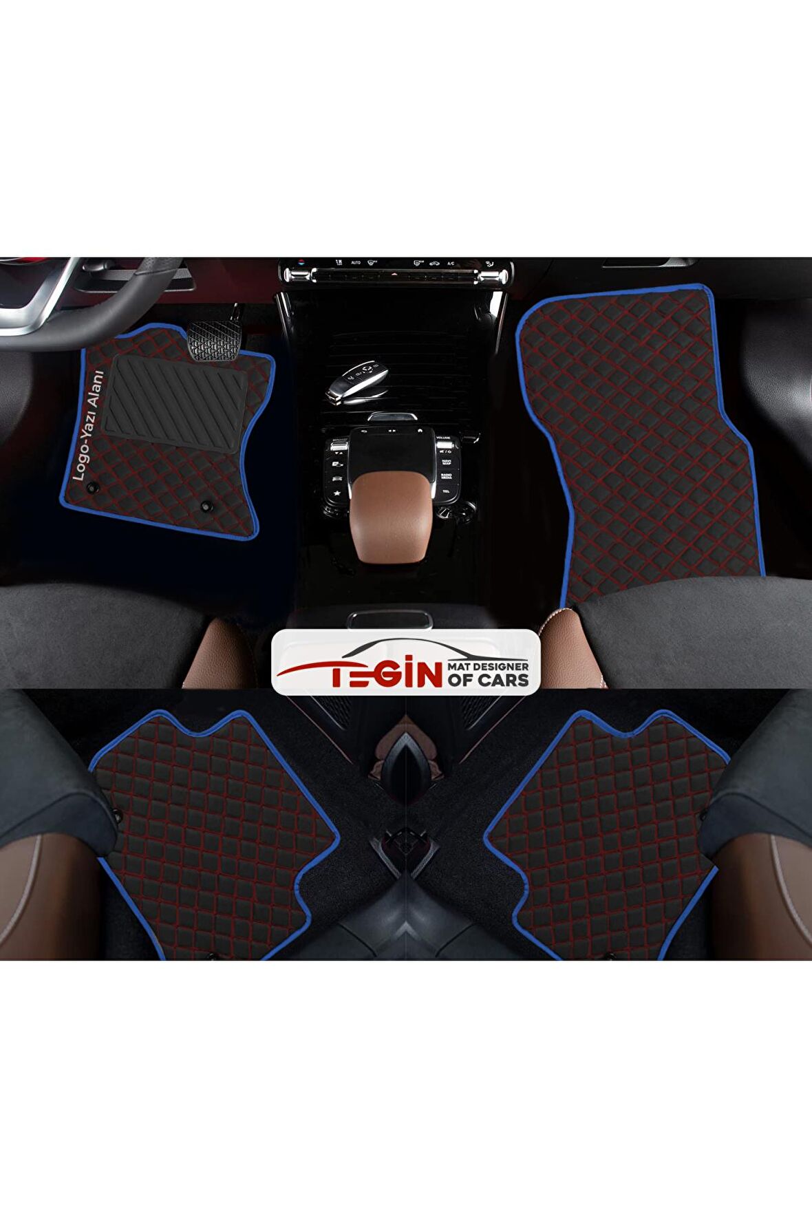 Kia Rio 2005-2011 2.jen Prime Siyah Kırmızı Deri Mavi Kenar Paspas