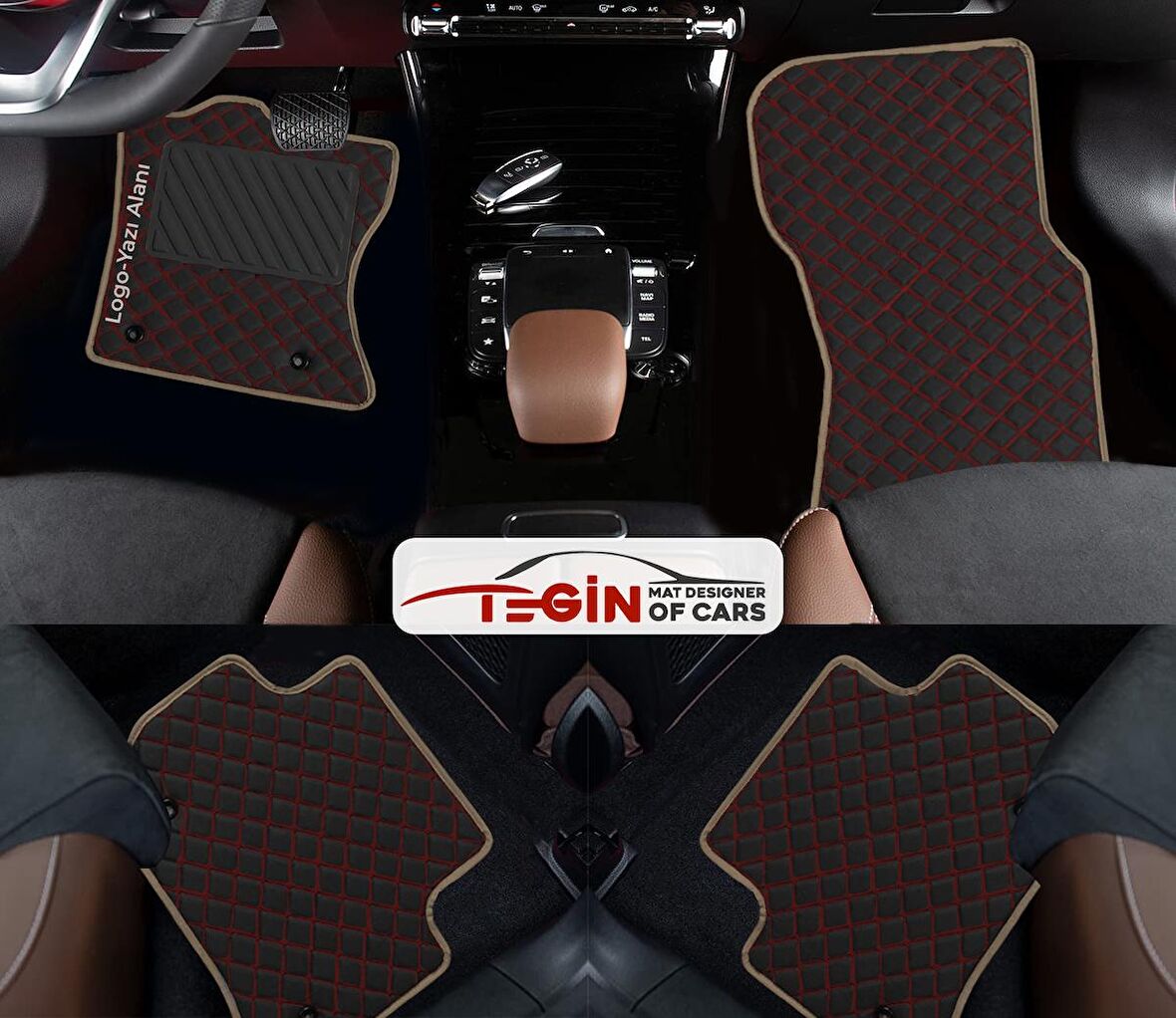 Porsche 911 996 1998-2004 Prime Siyah Kırmızı Deri Bej Kenar Paspas
